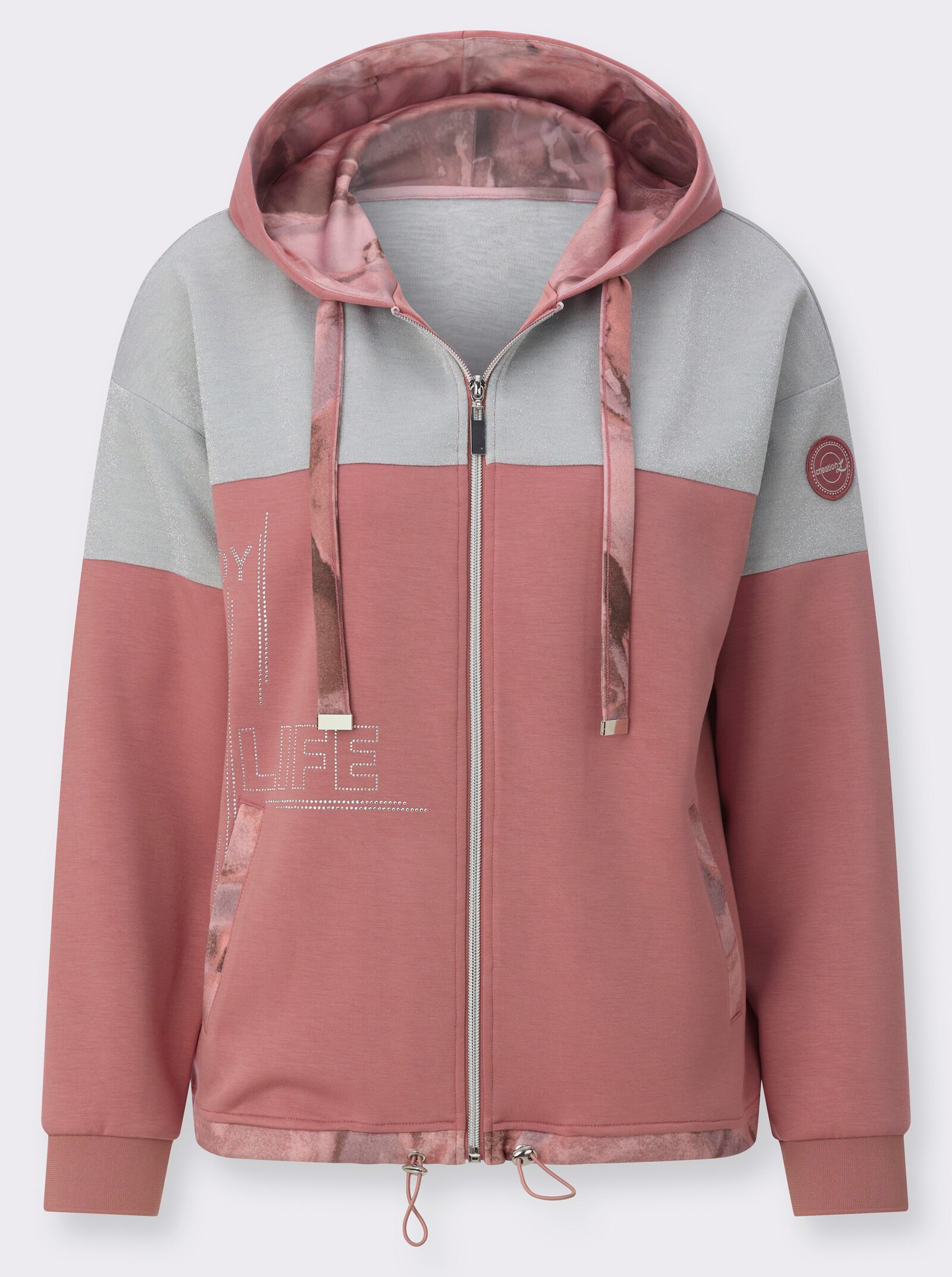 Shirtjacke mit Modal - rosenholz-hortensie-bedruckt