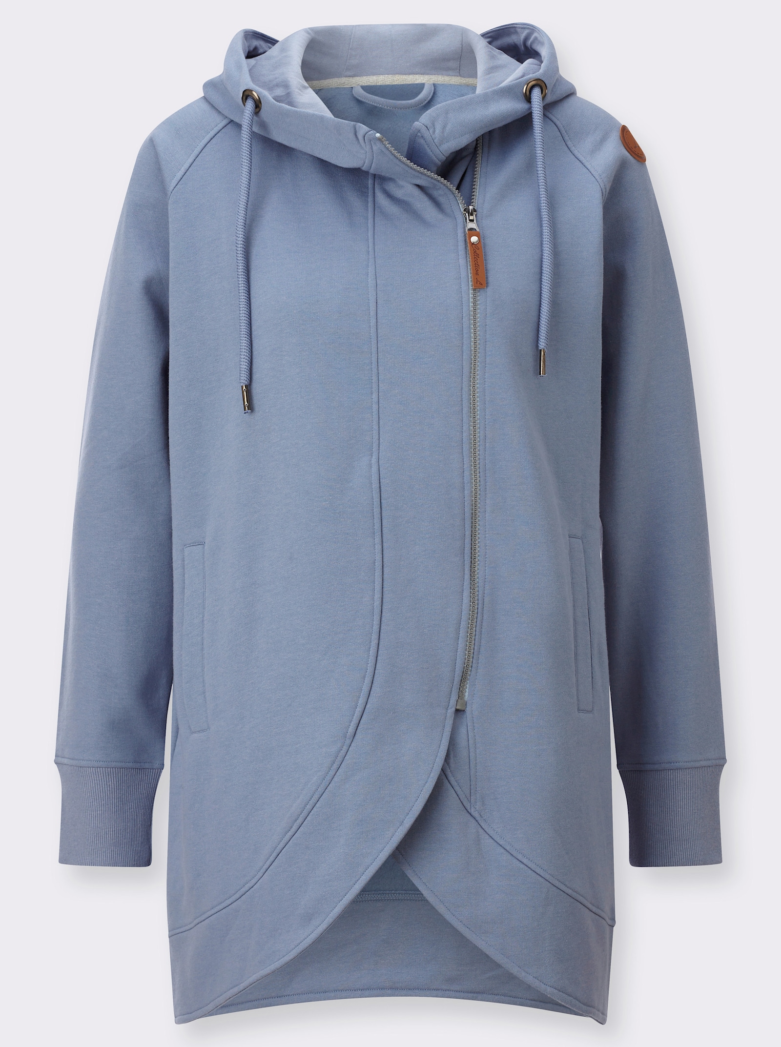 Sweatjacke mit Leistentaschen - taubenblau