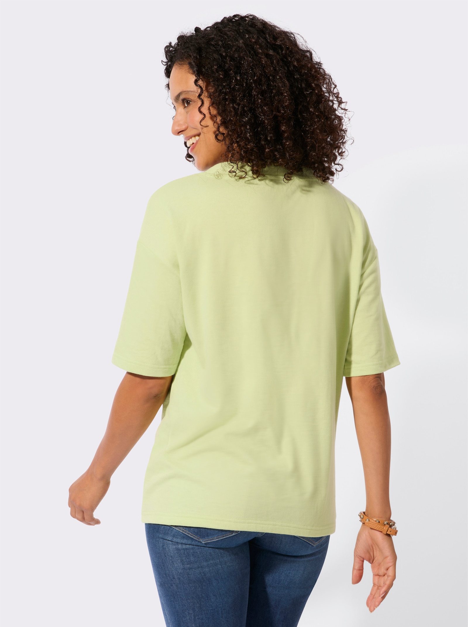 Sweatshirt mit überschnittenen Schultern - pistazie