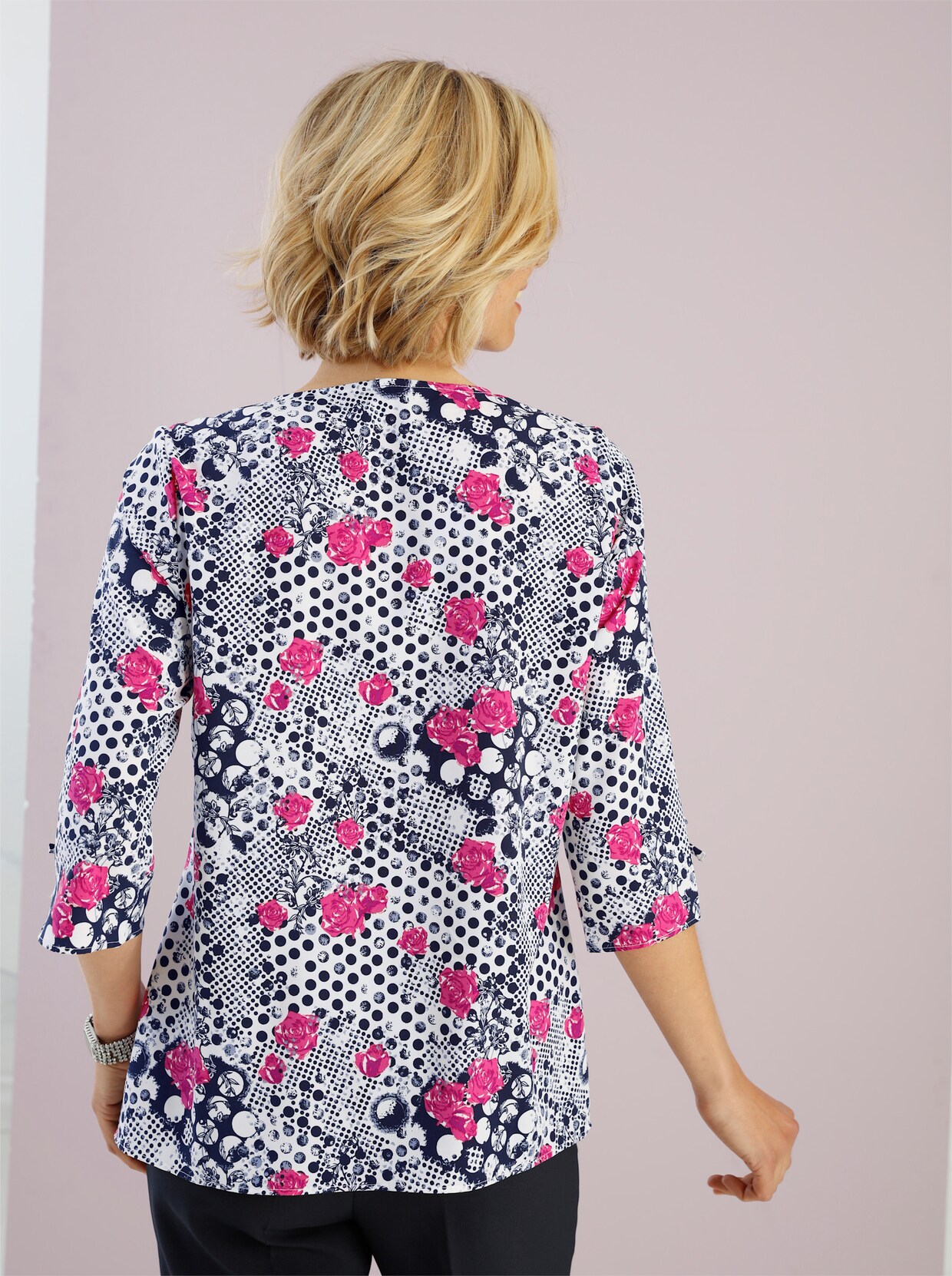 Blouse met print - fuchsia gedessineerd