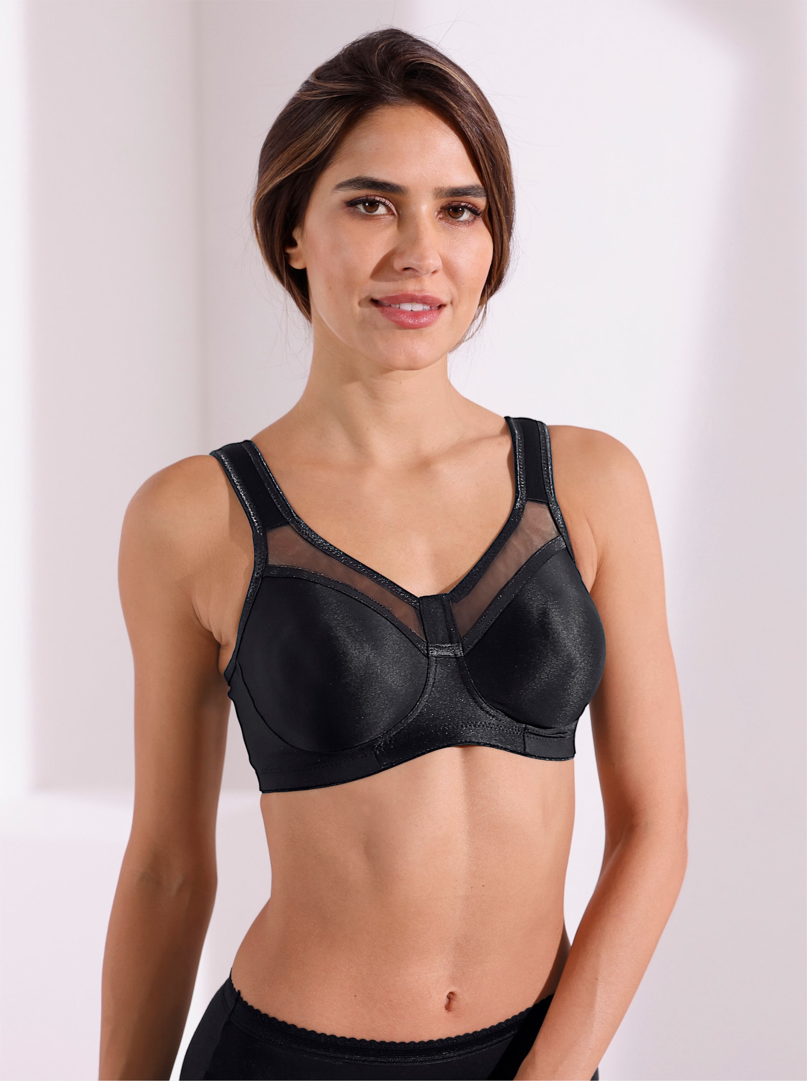 Miss Mary T-Shirt-BH ohne Bügel mit Mesh-Einsatz - schwarz