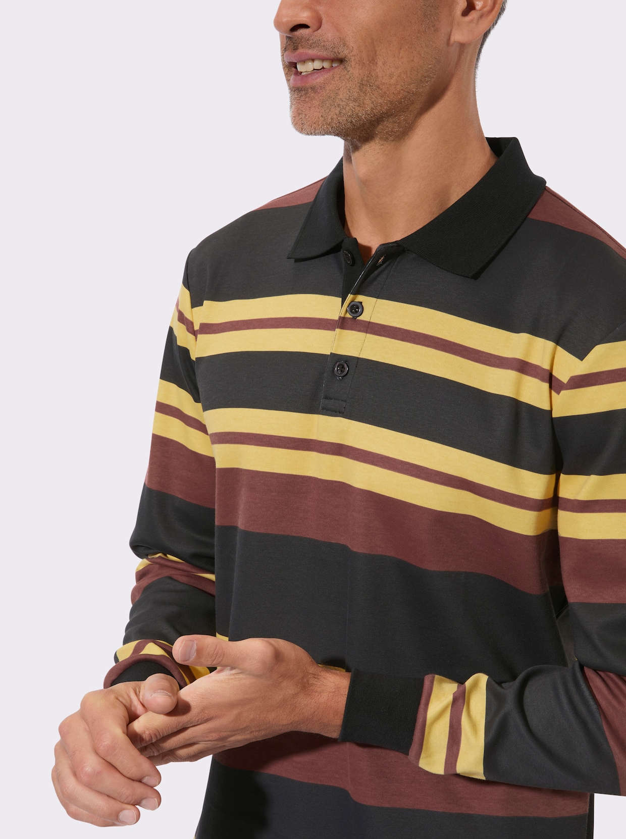 Sweatshirt im Ringel-Dessin - schwarz-rotbraun-geringelt