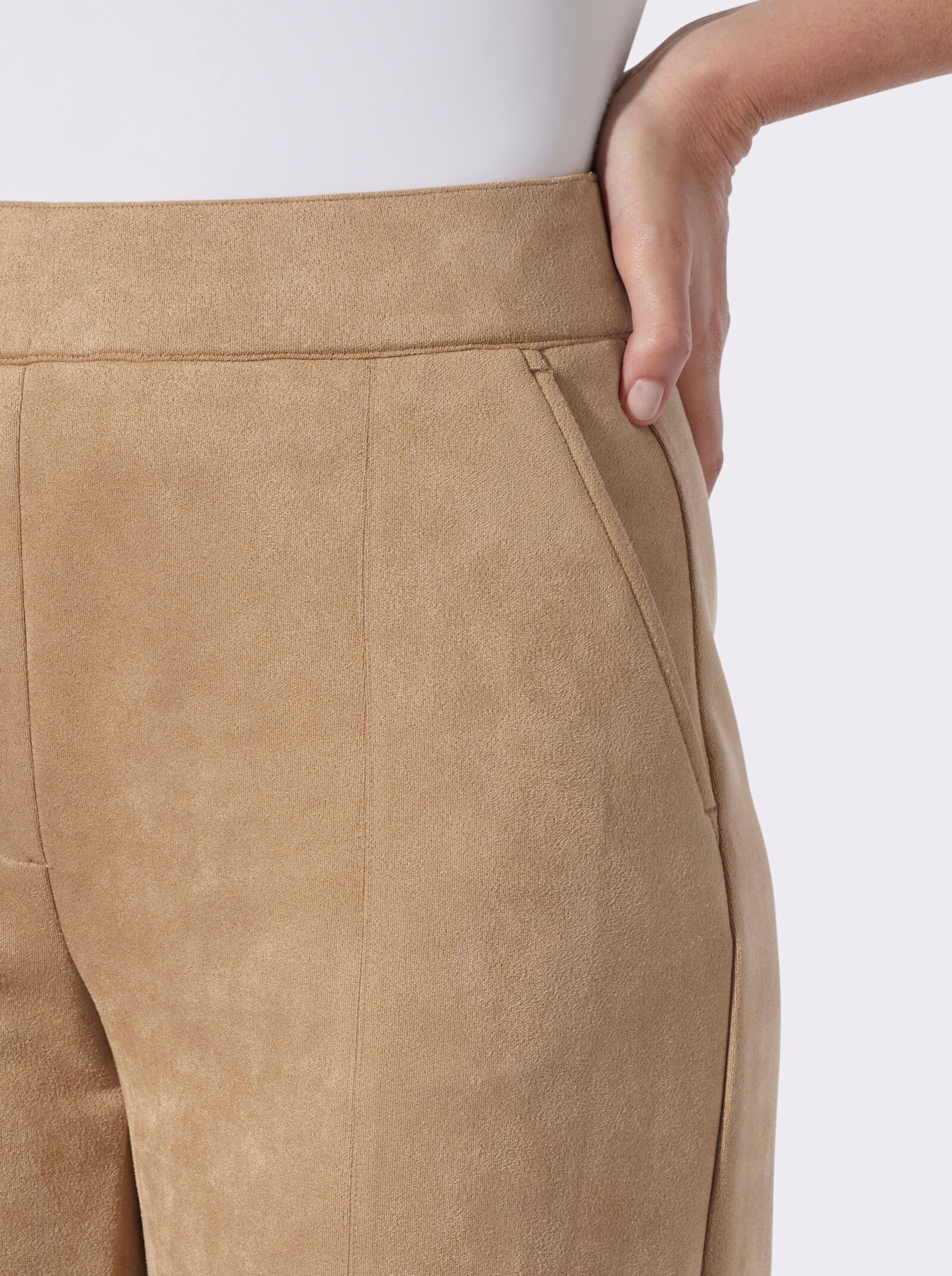 Hose in Veloursleder-Optik - camel