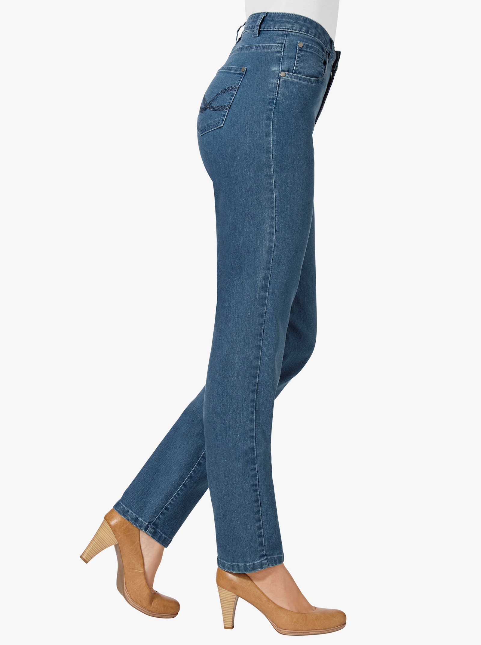 5-Pocket-Jeans mit bestickten Gesäßtaschen - blue-bleached
