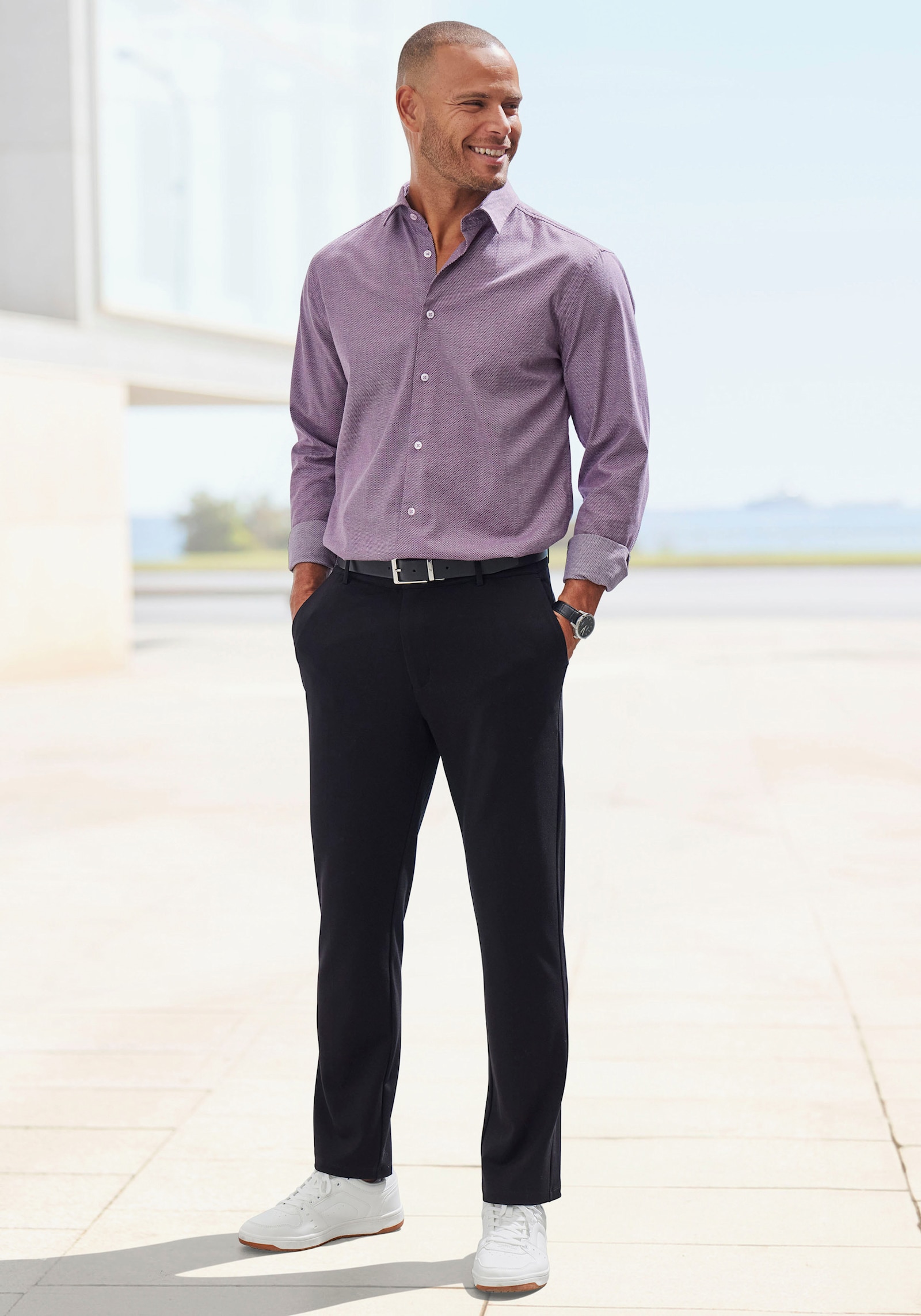 H.I.S Langarmhemd - aubergine