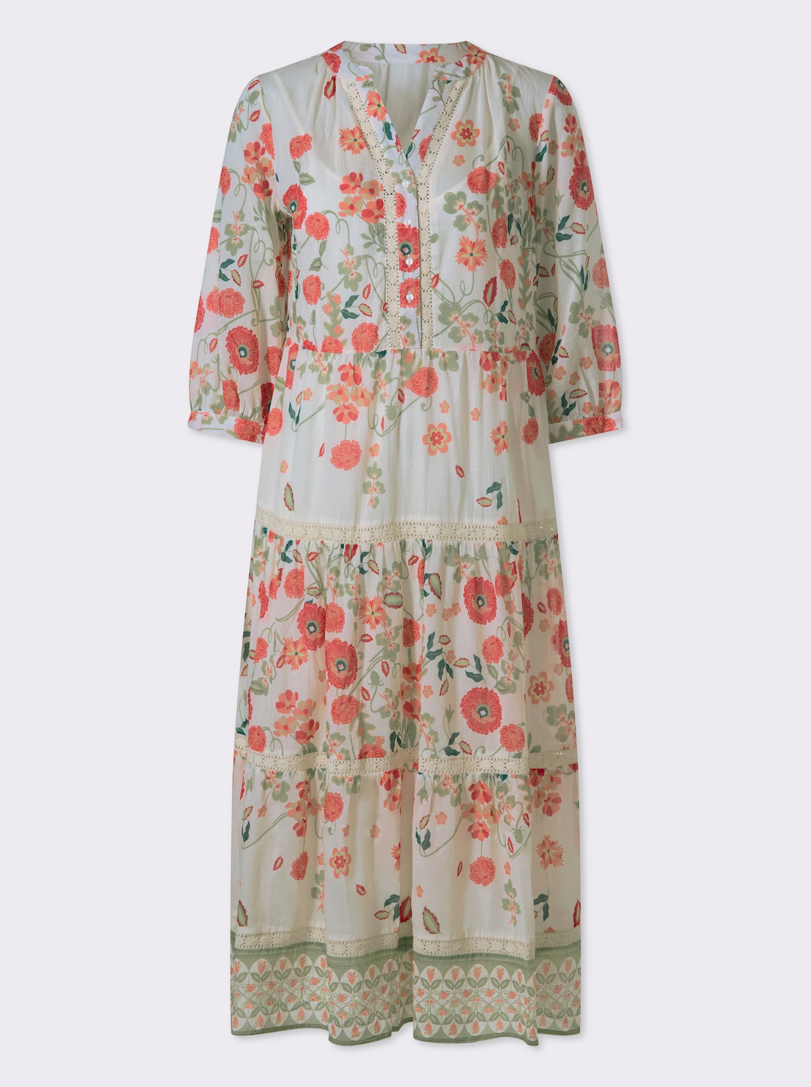 heine Robe imprimée avec fond de robe amovible - couleur ivoire-roseau imprimé