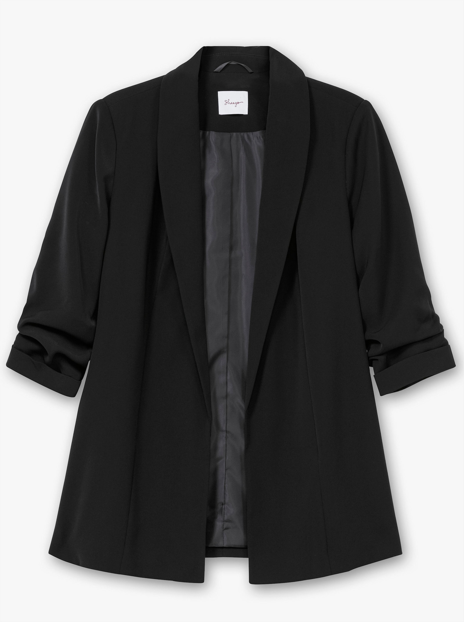 sheego Longblazer mit Schalkragen - schwarz