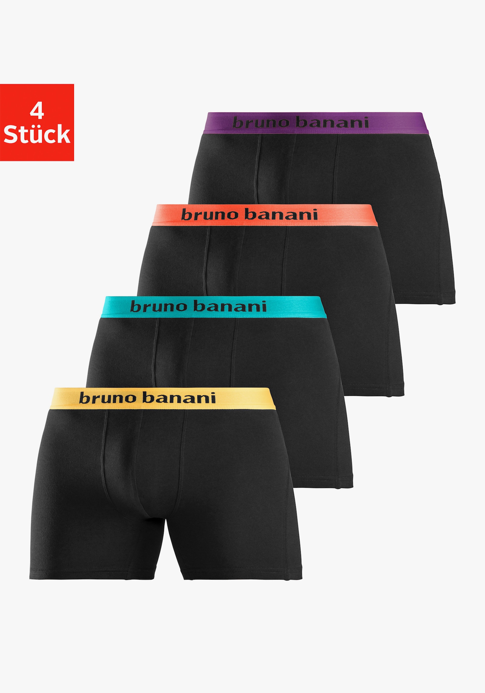 Bruno Banani Boxer - schwarz-orange, schwarz-türkis, schwarz-gelb, schwarz-lila