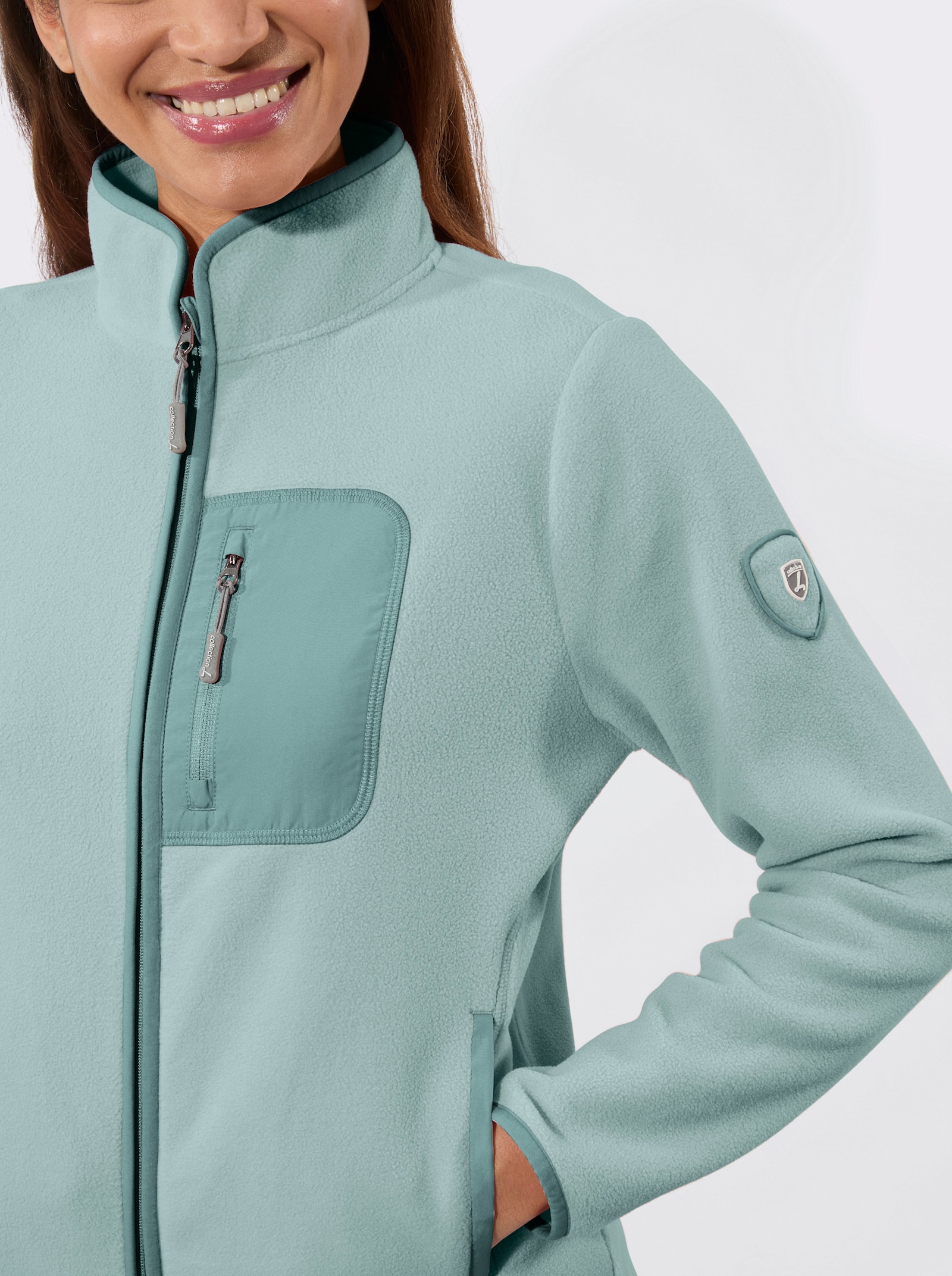 Fleecejacke mit Reißverschluss - kalkmint