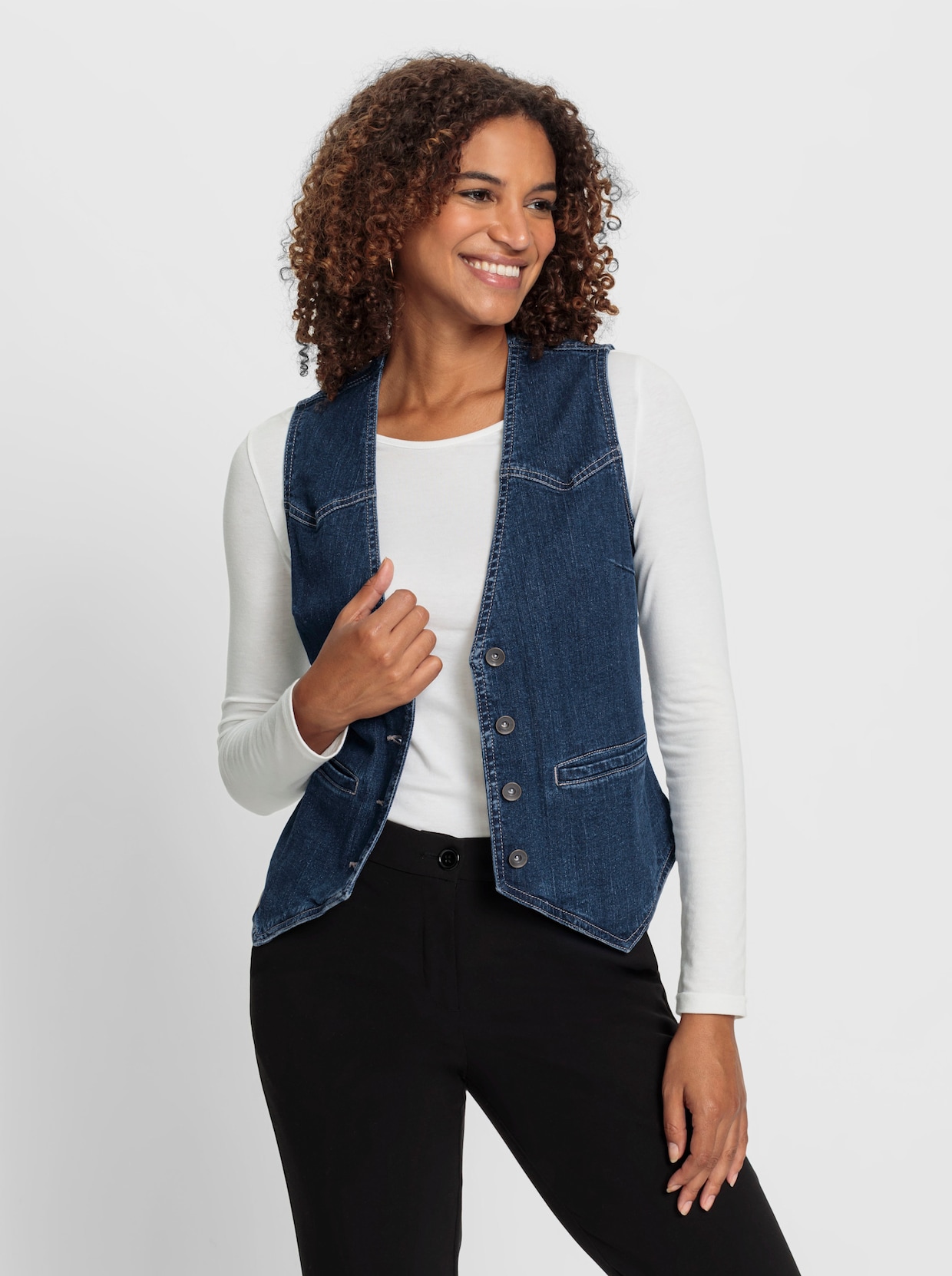 Jeansweste - blue-stone-washed
