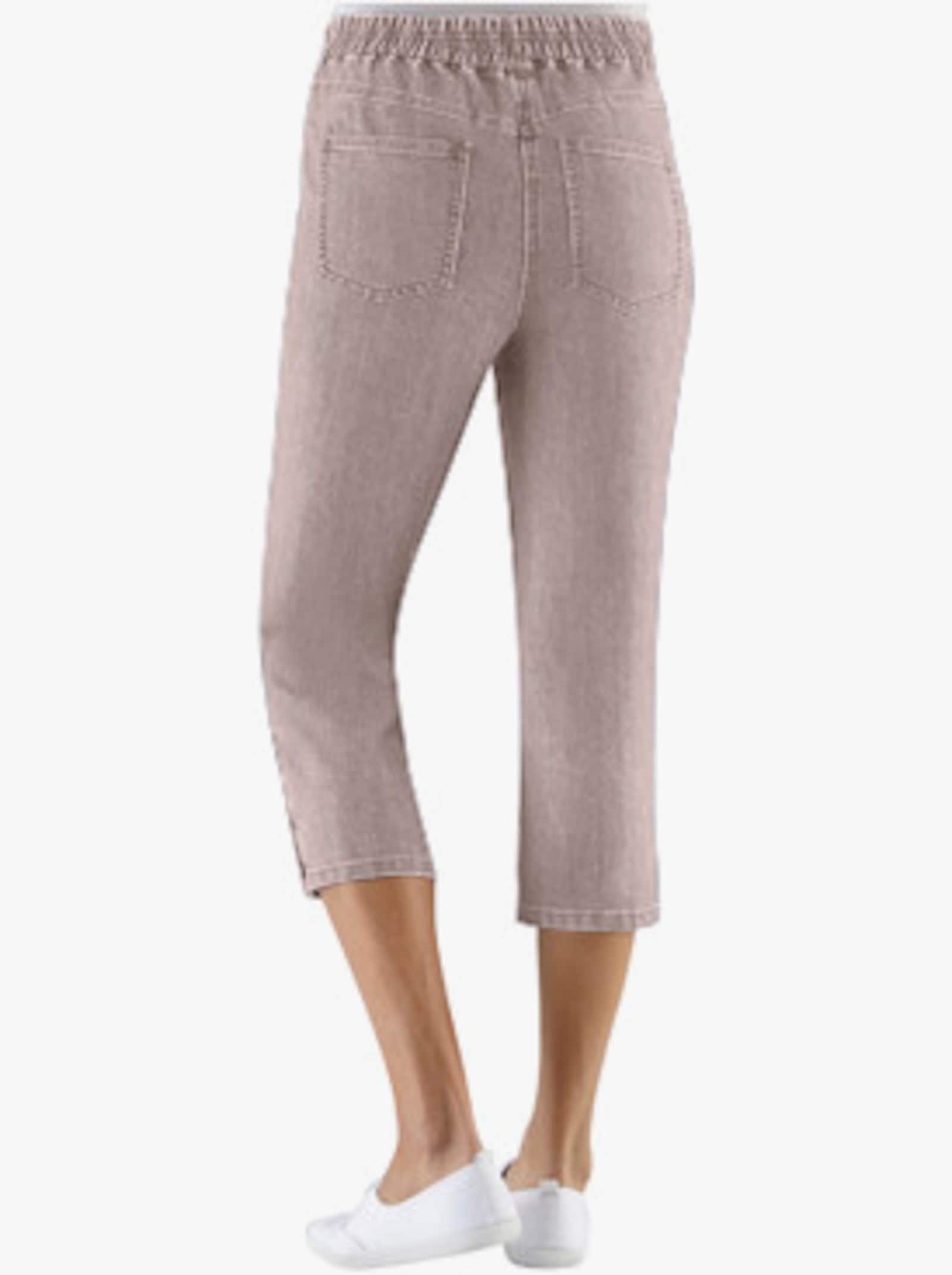 Caprijeans mit Nieten-Verzierung - beige