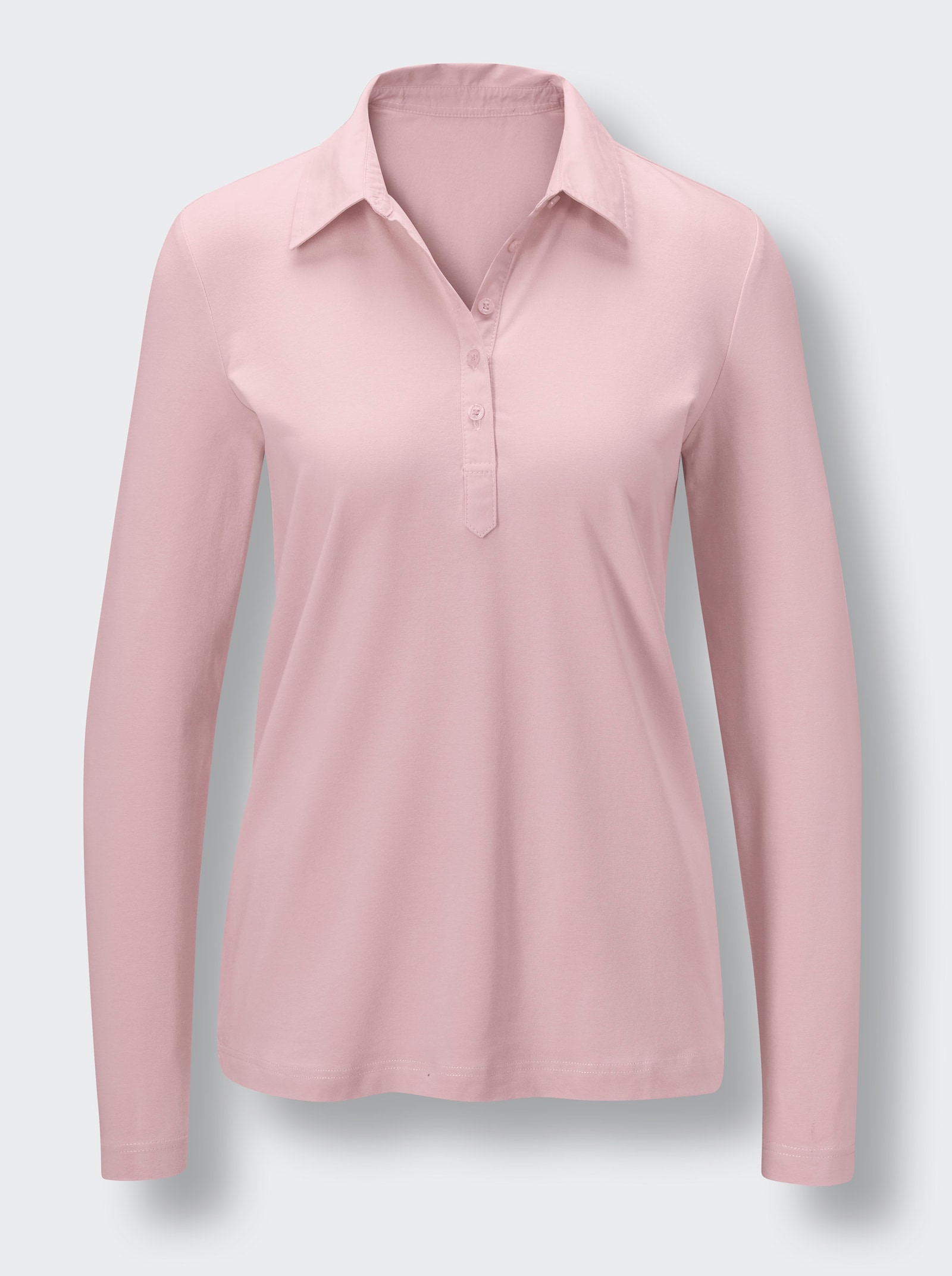 CREATION L PREMIUM Poloshirt mit Knöpfen mit Logo-Prägung - rosé