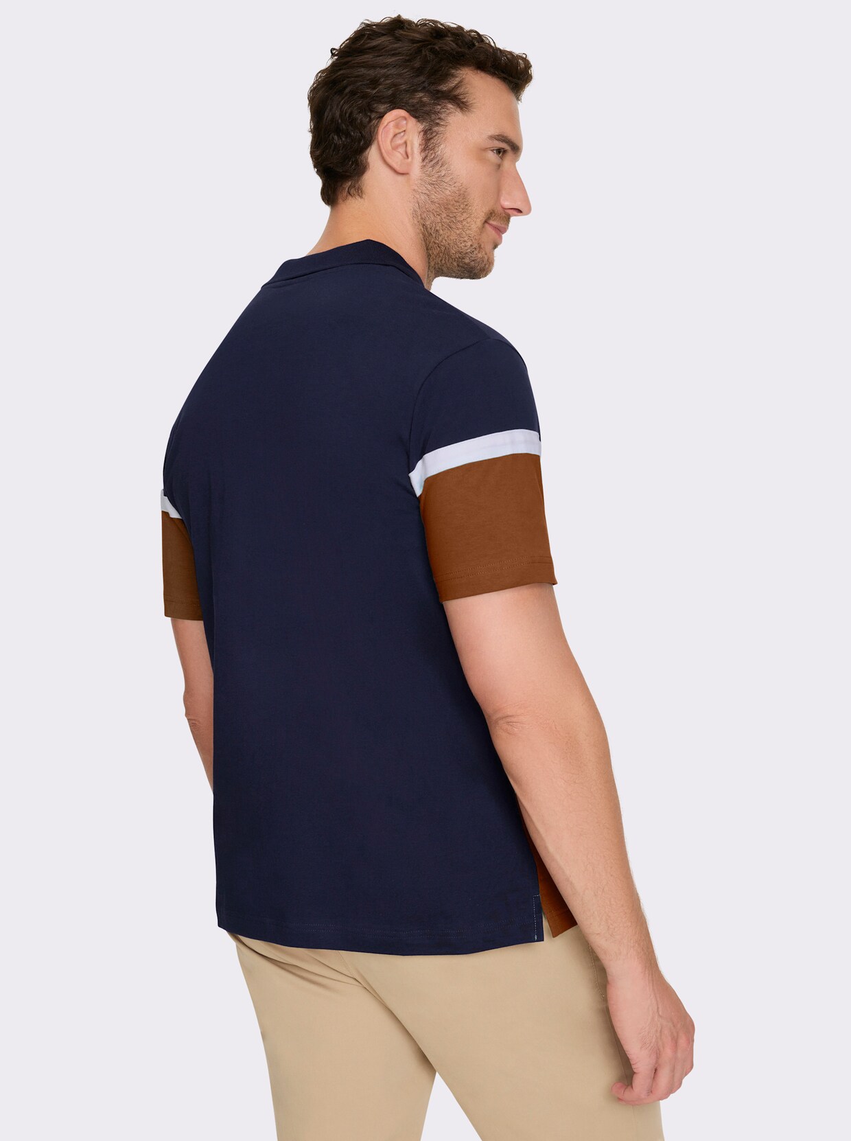 Catamaran Langarm-Poloshirt - marine-cognac
