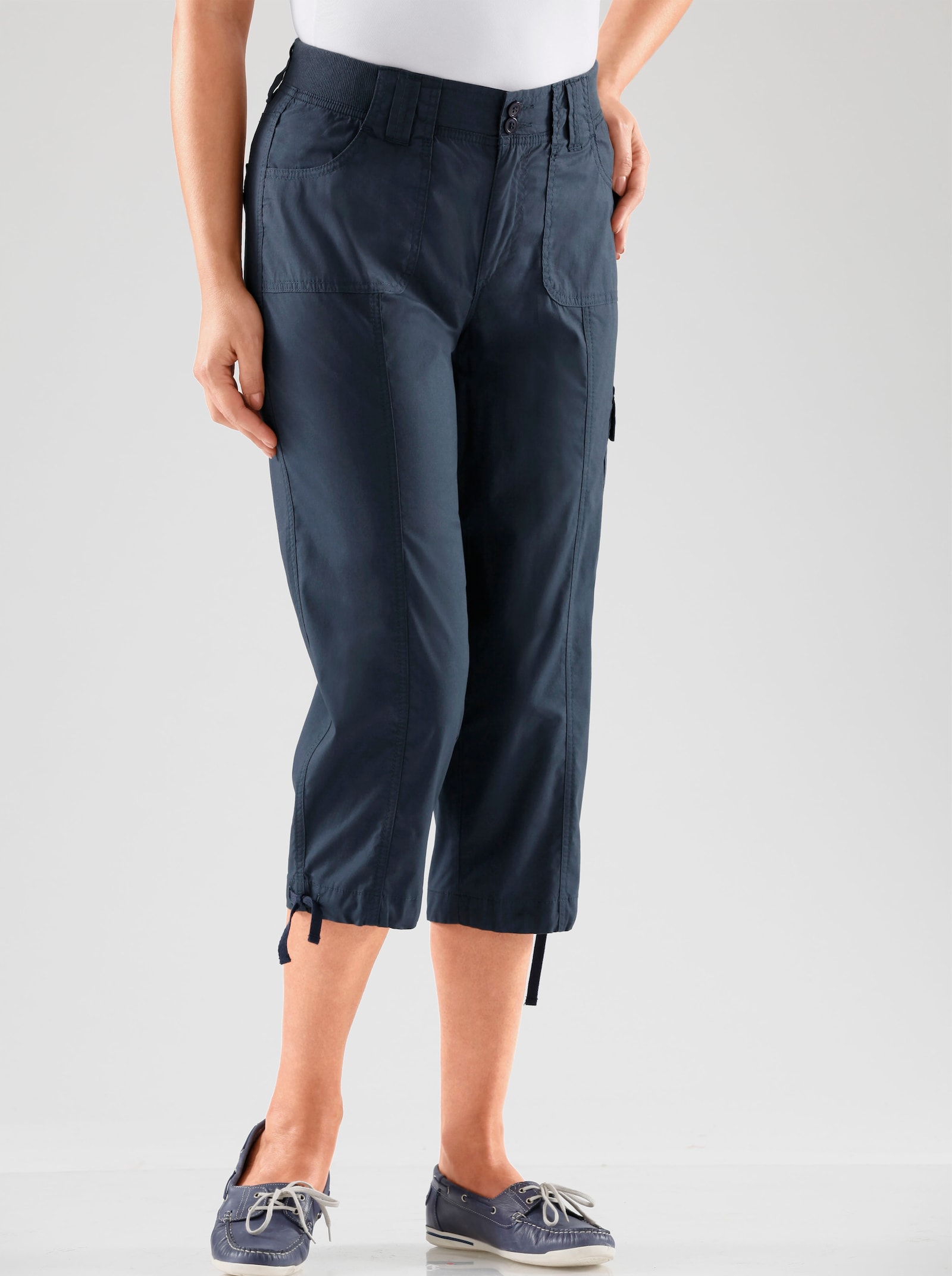 Caprihose mit weitenverstellbarem Saum - marine