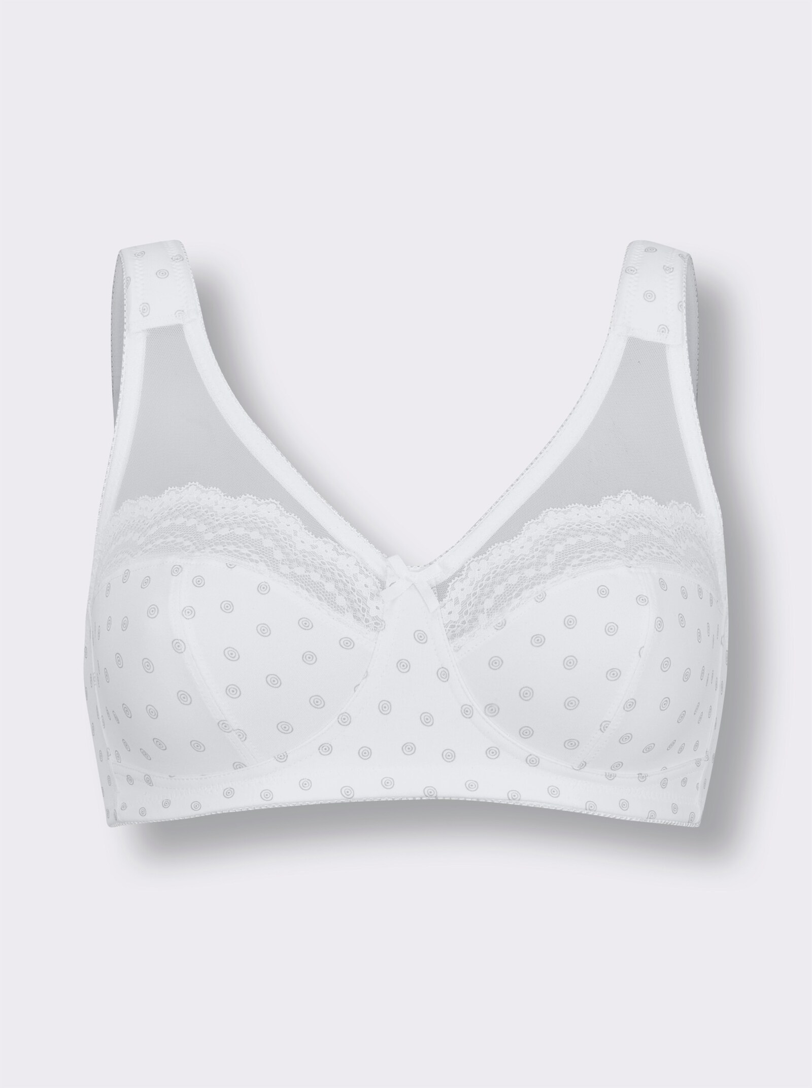 wäschepur Entlastungs-BH ohne Bügel mit Druck - weiß-steingrau-bedruckt