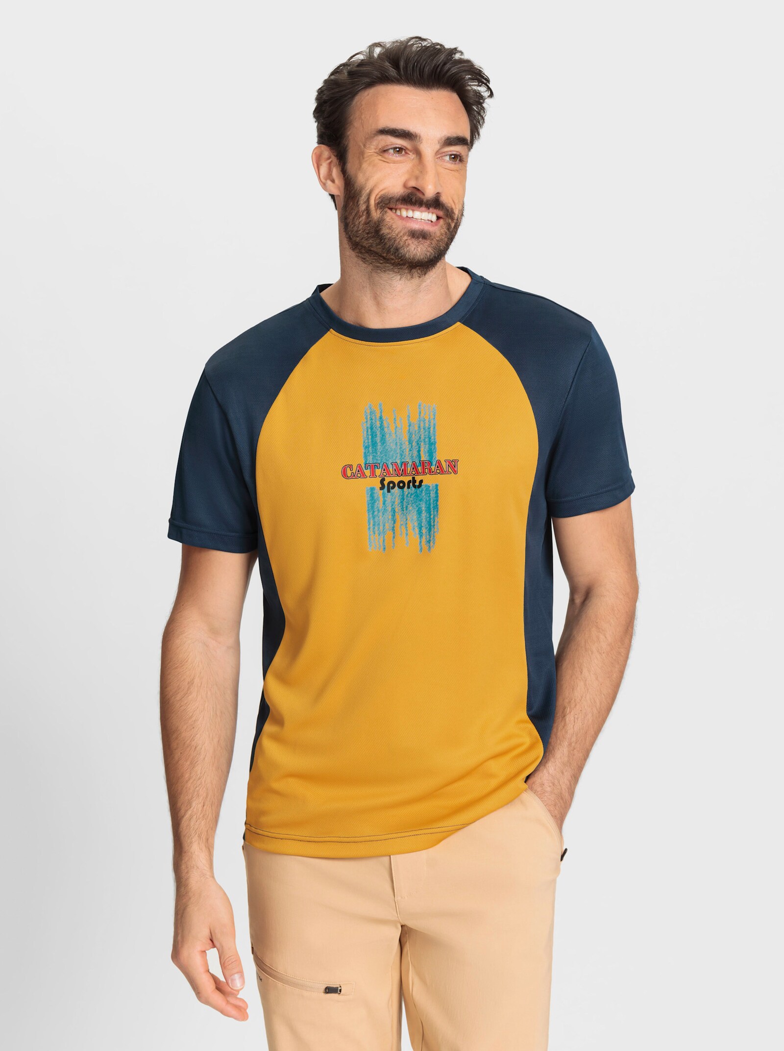 Catamaran Sports Functioneel shirt in freshnezz-kwaliteit - donkerblauw/oker