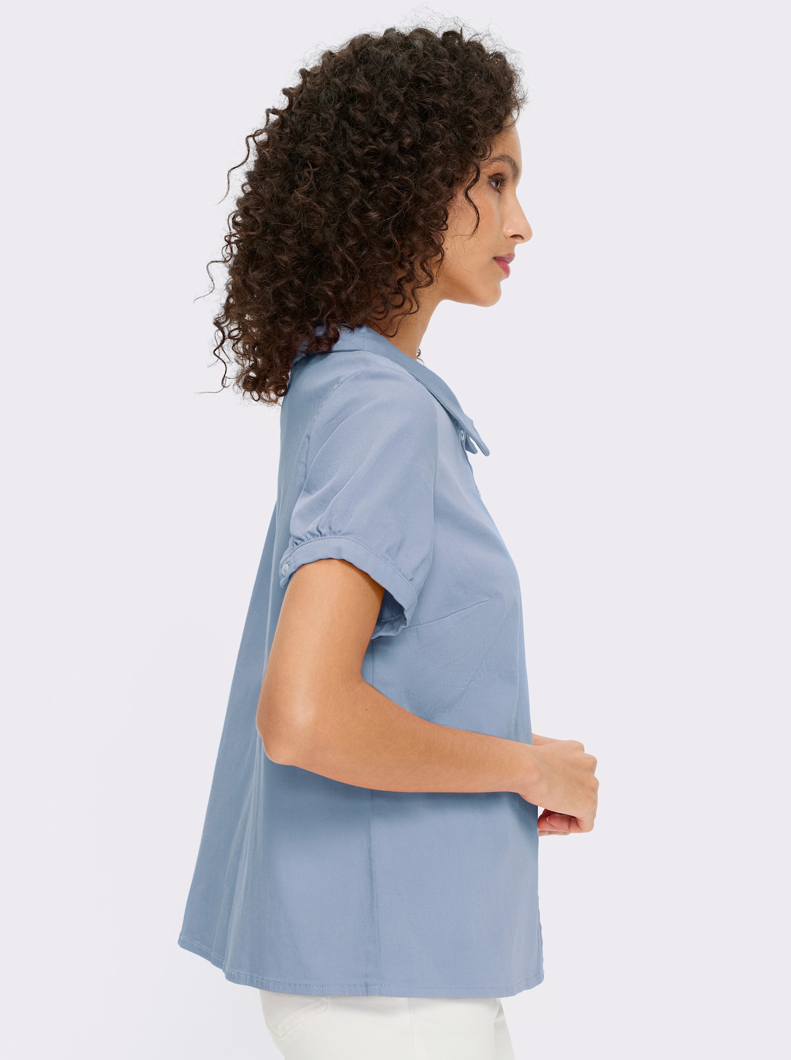 heine Jeansbluse mit Bubikragen - eisblau