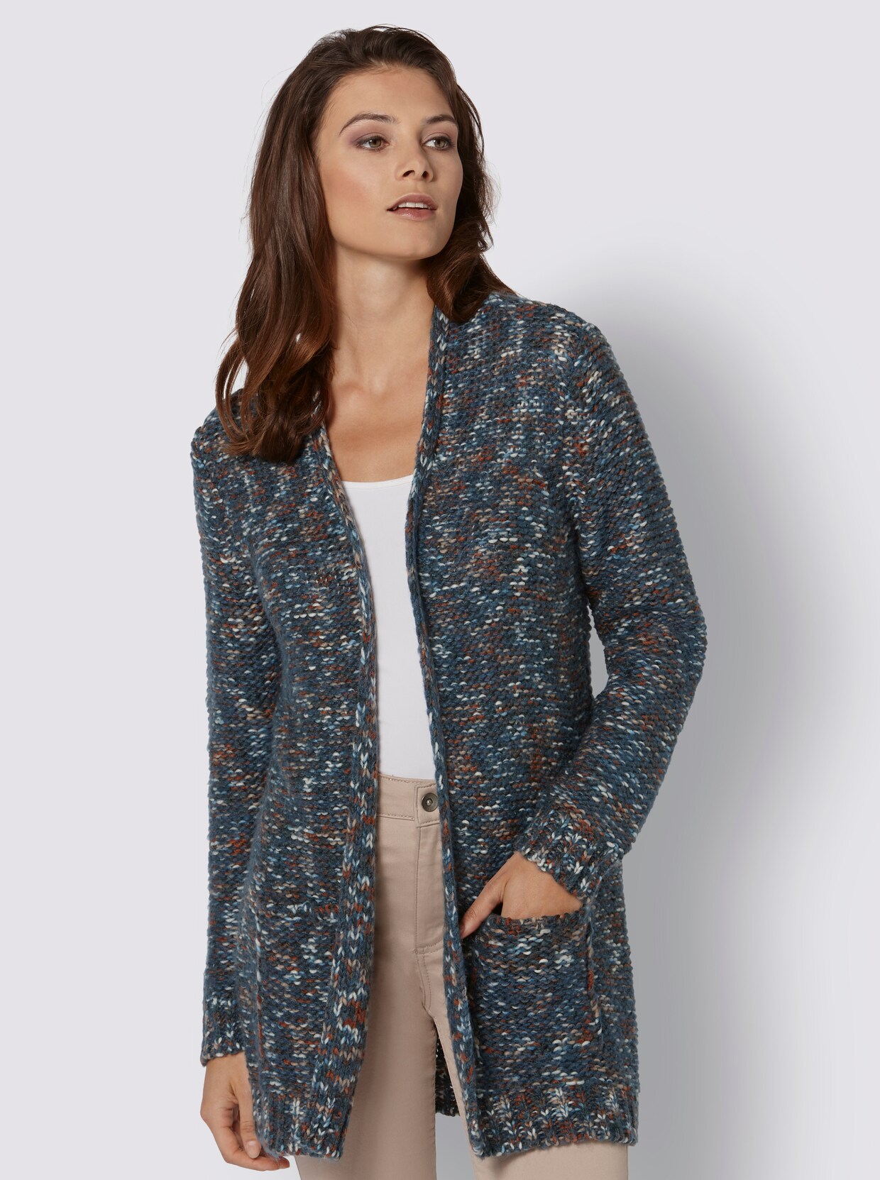 Cardigan - rauchblau-braun