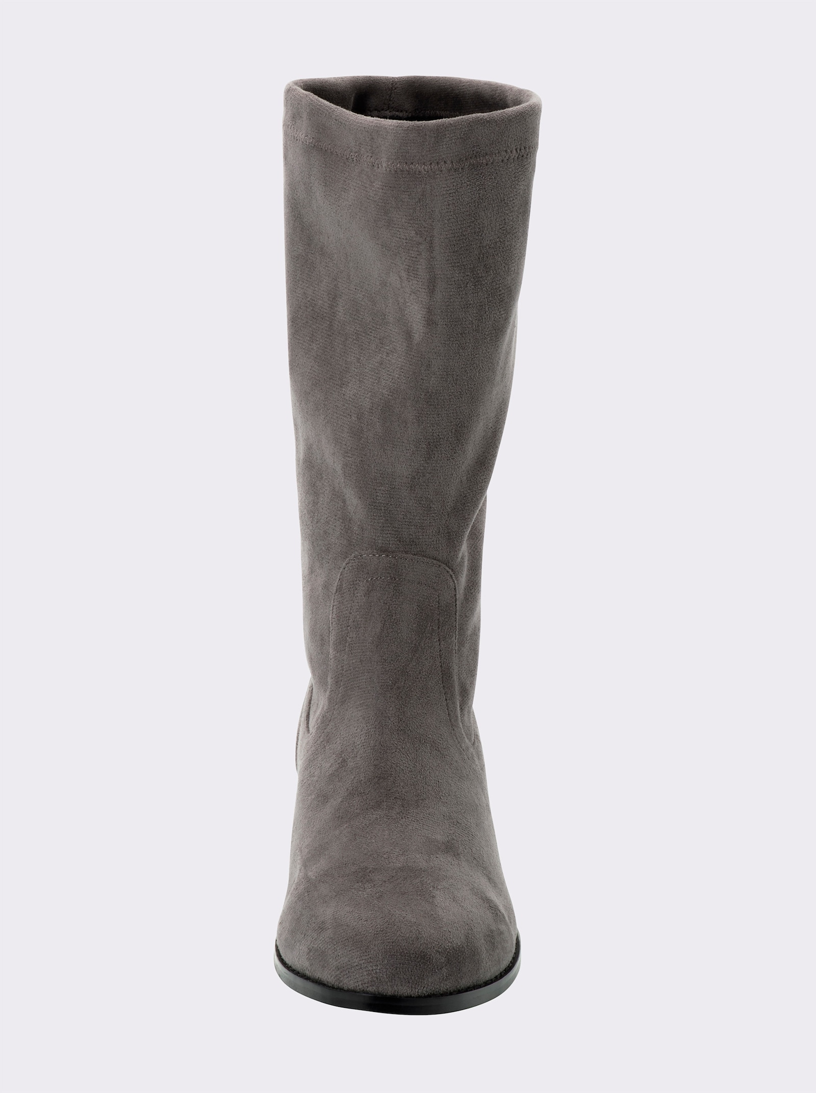 sheego Schlupfstiefel in Veloursleder-Optik - grau