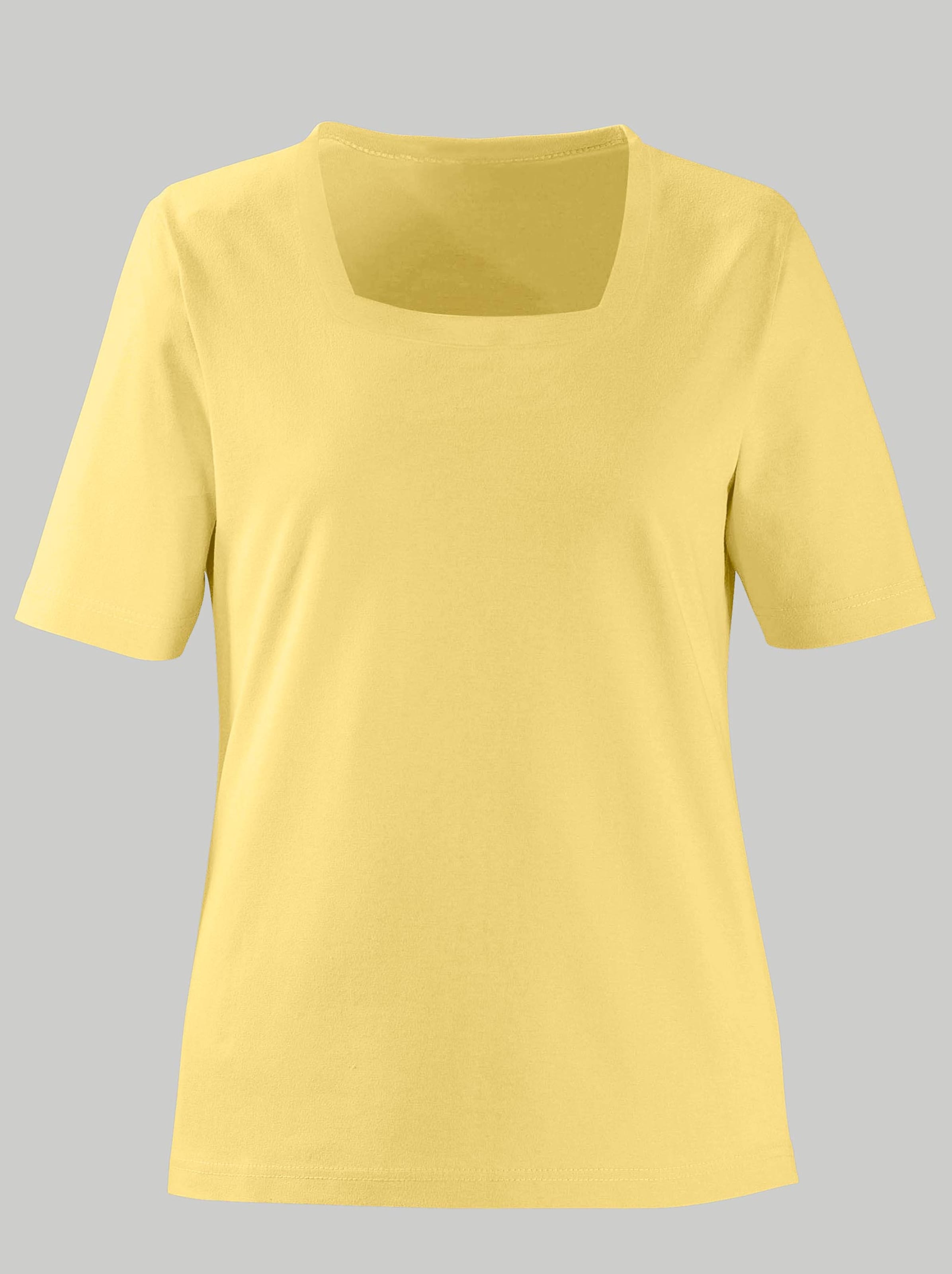 Kurzarmshirt in günstig Kaufen-Kurzarmshirt in gelb von heine. Kurzarmshirt in gelb von heine <![CDATA[Shirt mit apartem Karree-Ausschnitt in kombistarken Farben.]]>. 