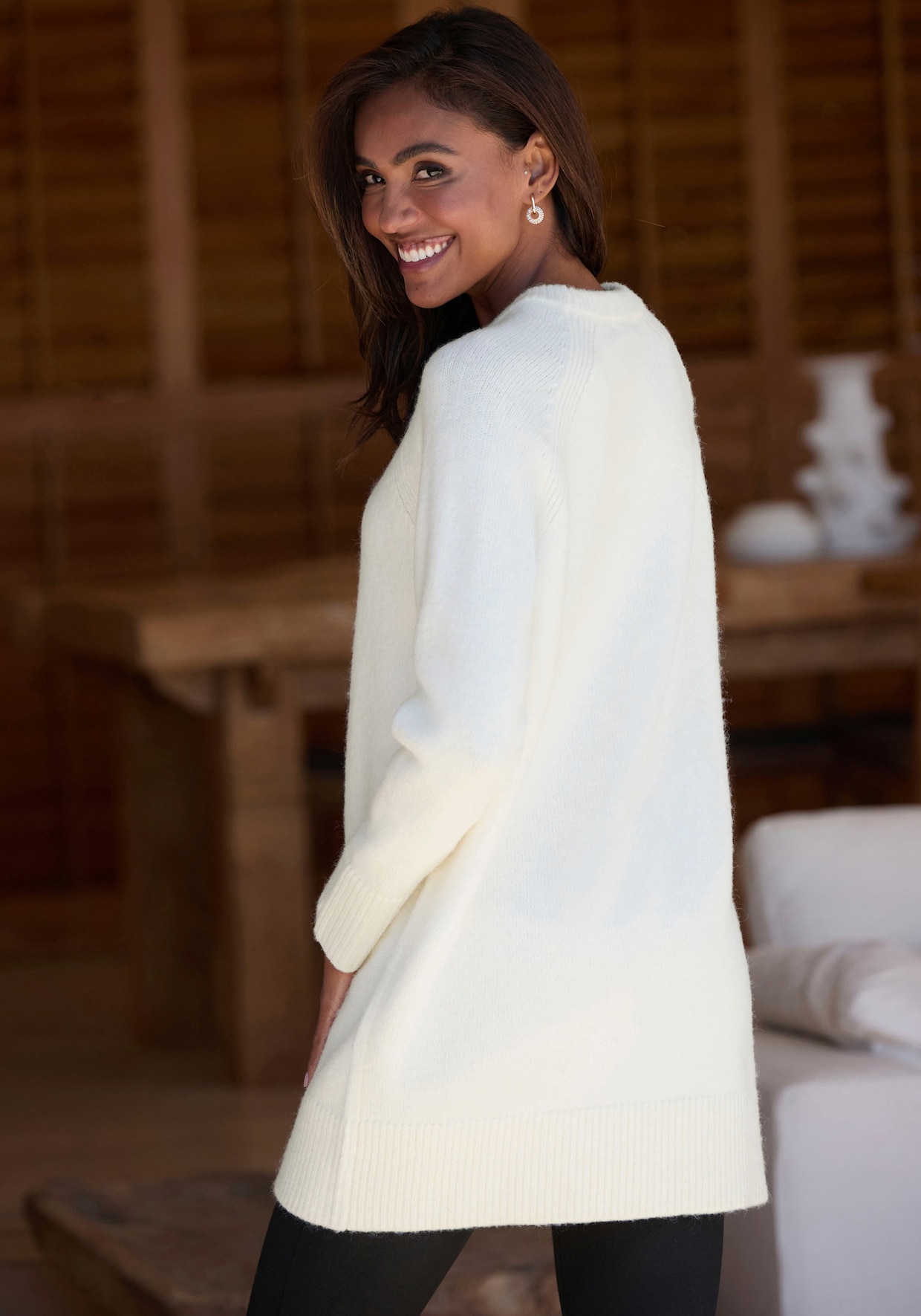 LASCANA Lange pullover - crème
