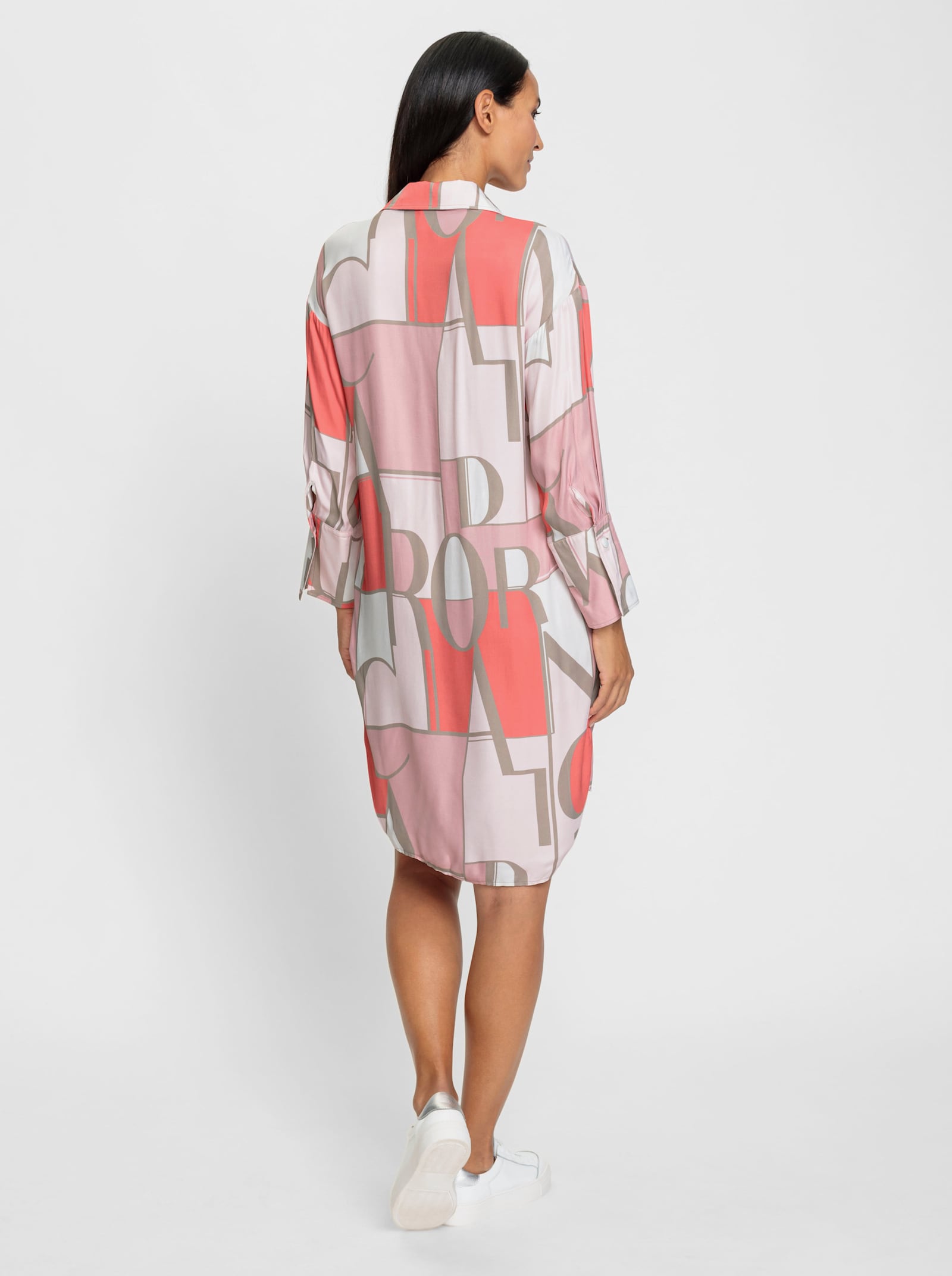 heine Druckkleid mit Hemdkragen - koralle-hellrosé-bedruckt