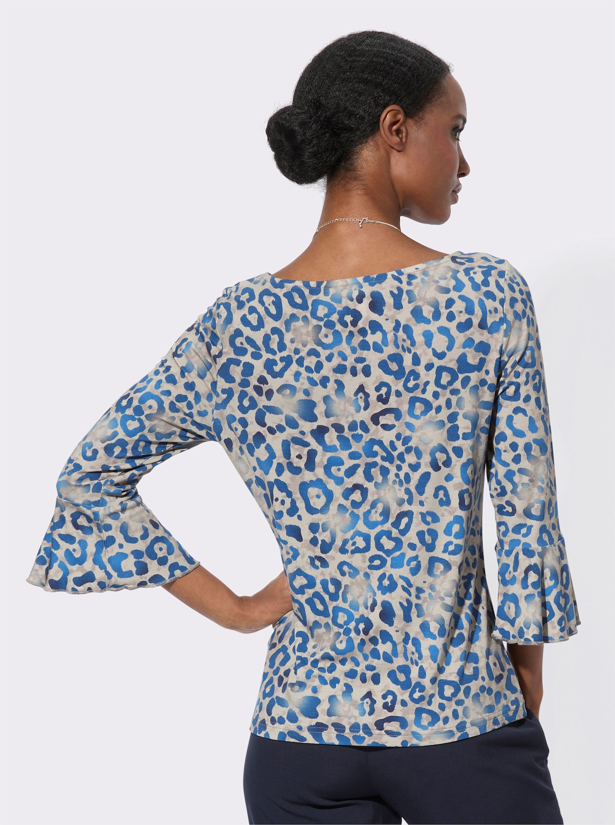 3/4-Arm-Shirt - sand-marine-bedruckt