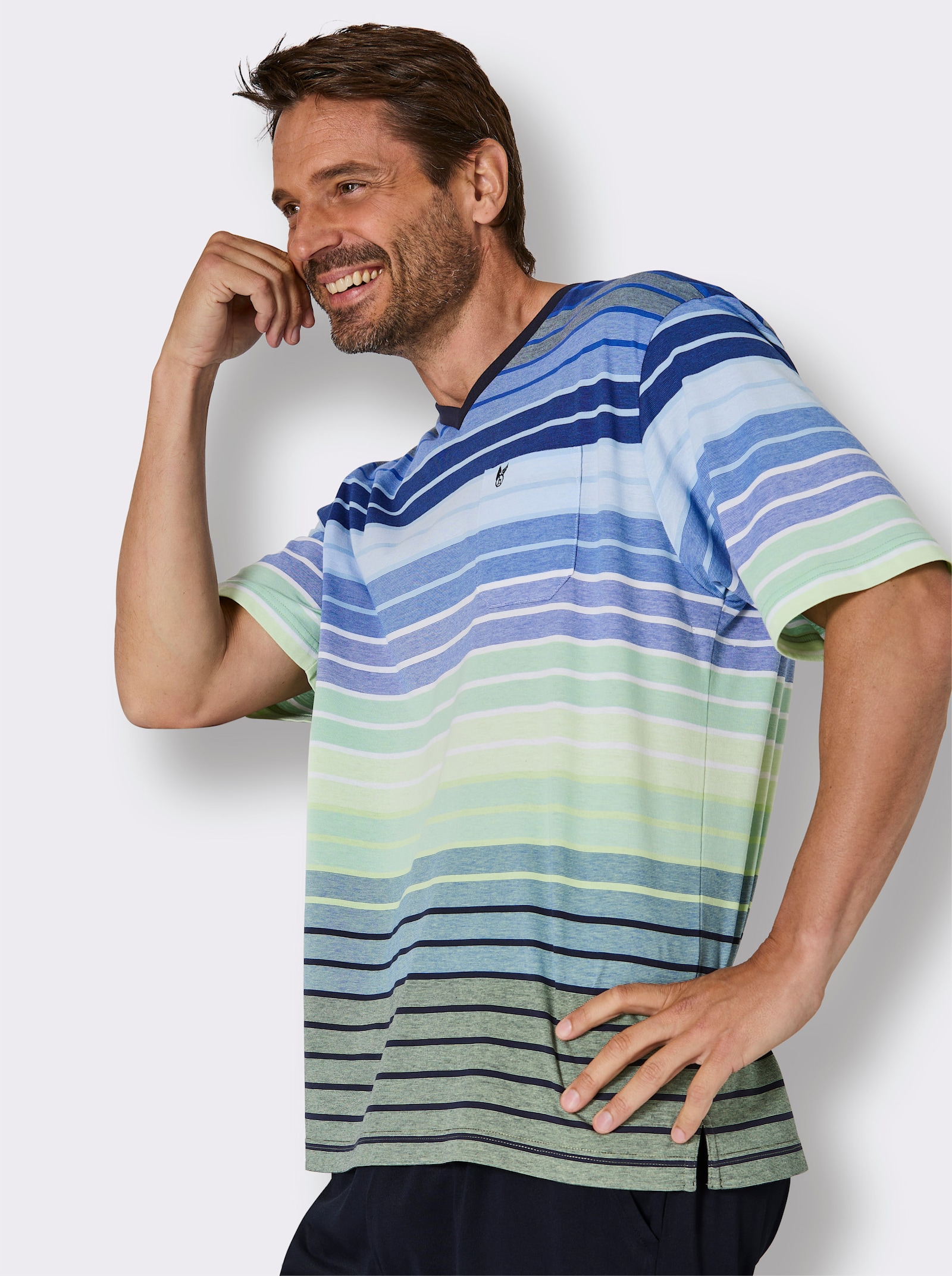 Hajo Shorty - marine-pistazie-geringelt