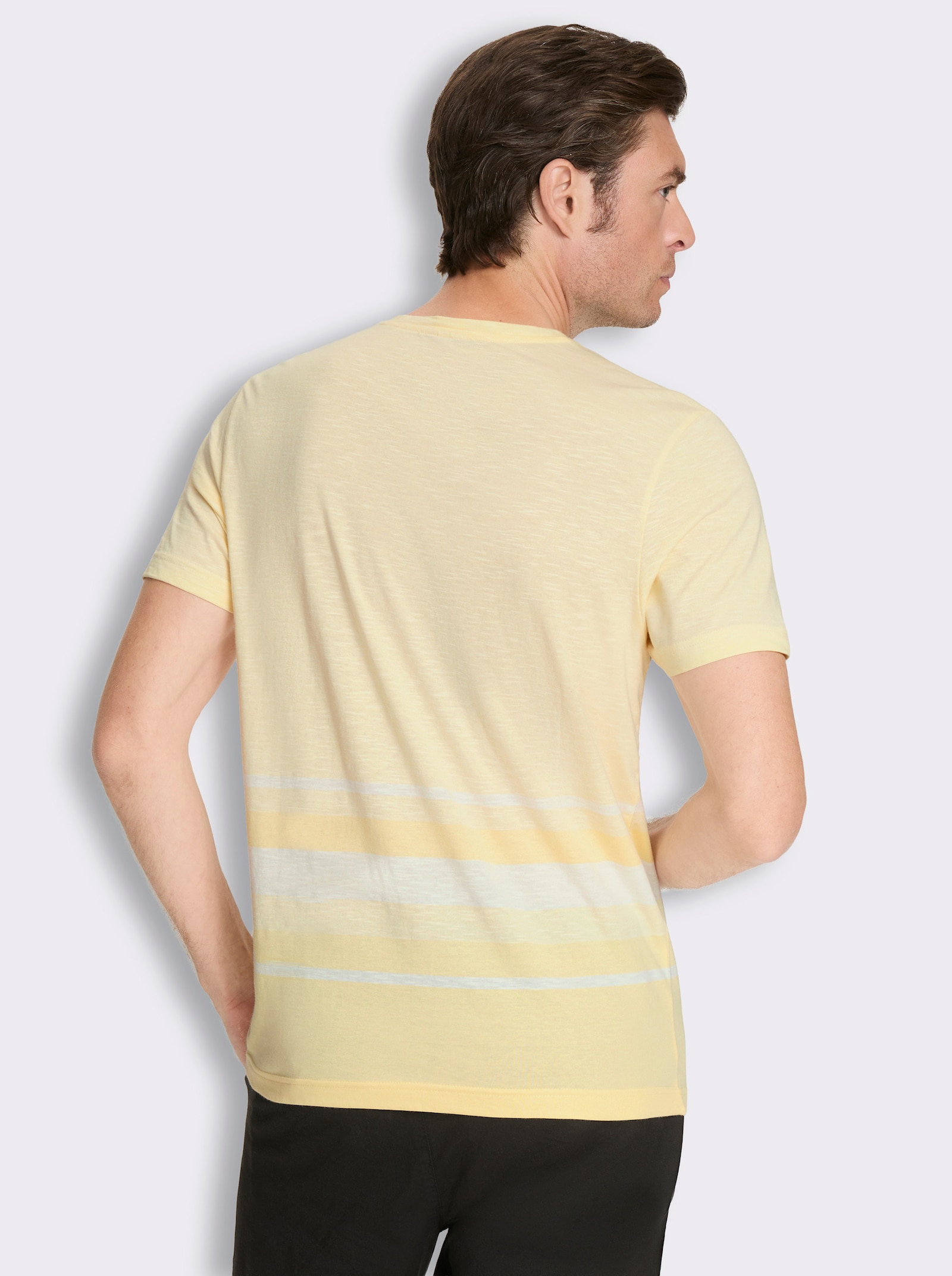 Kurzarmshirt mit garngefärbtem Muster - vanille