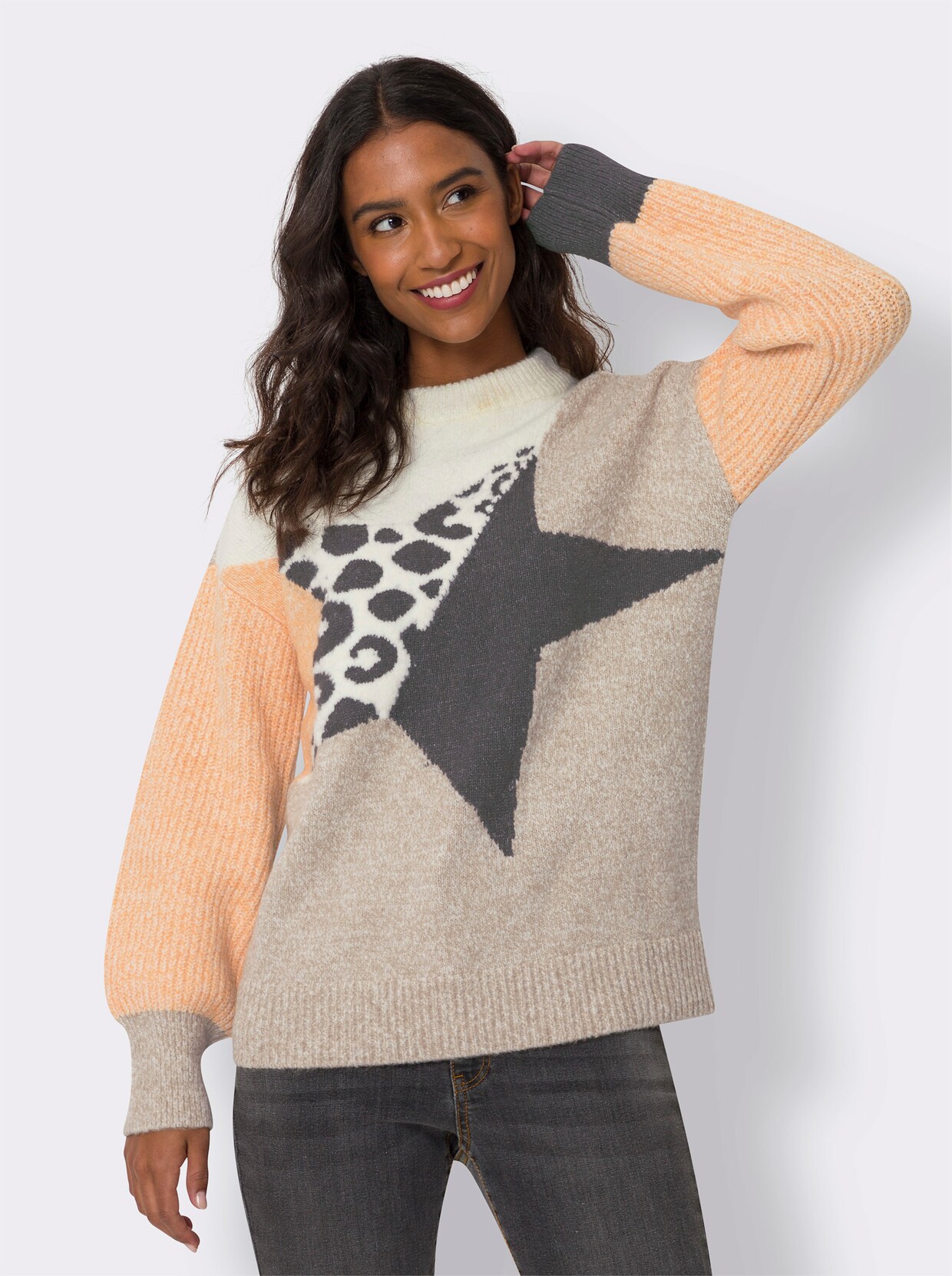 heine Gebreide pullover - ecru/beige gedessineerd