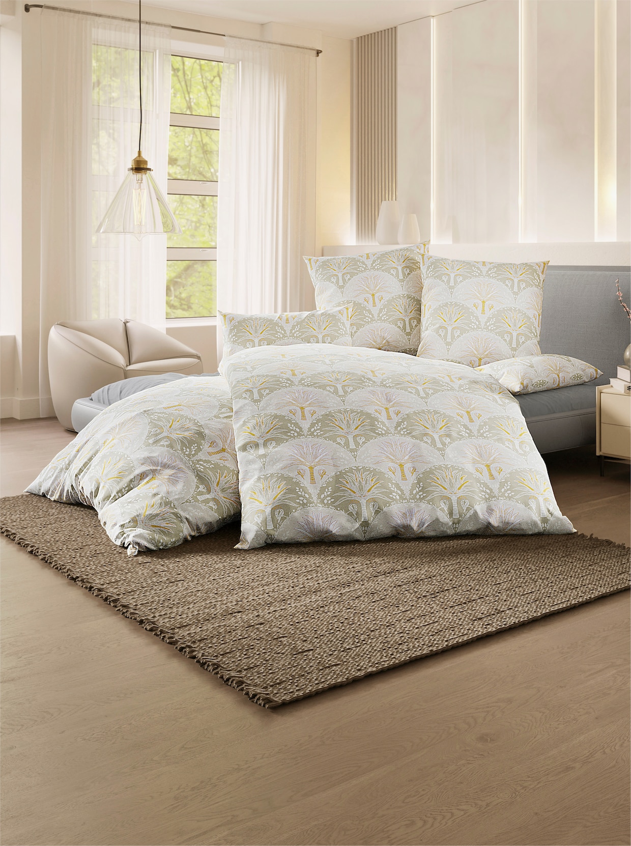 Biberna Bettwäsche - natur-beige-bedruckt