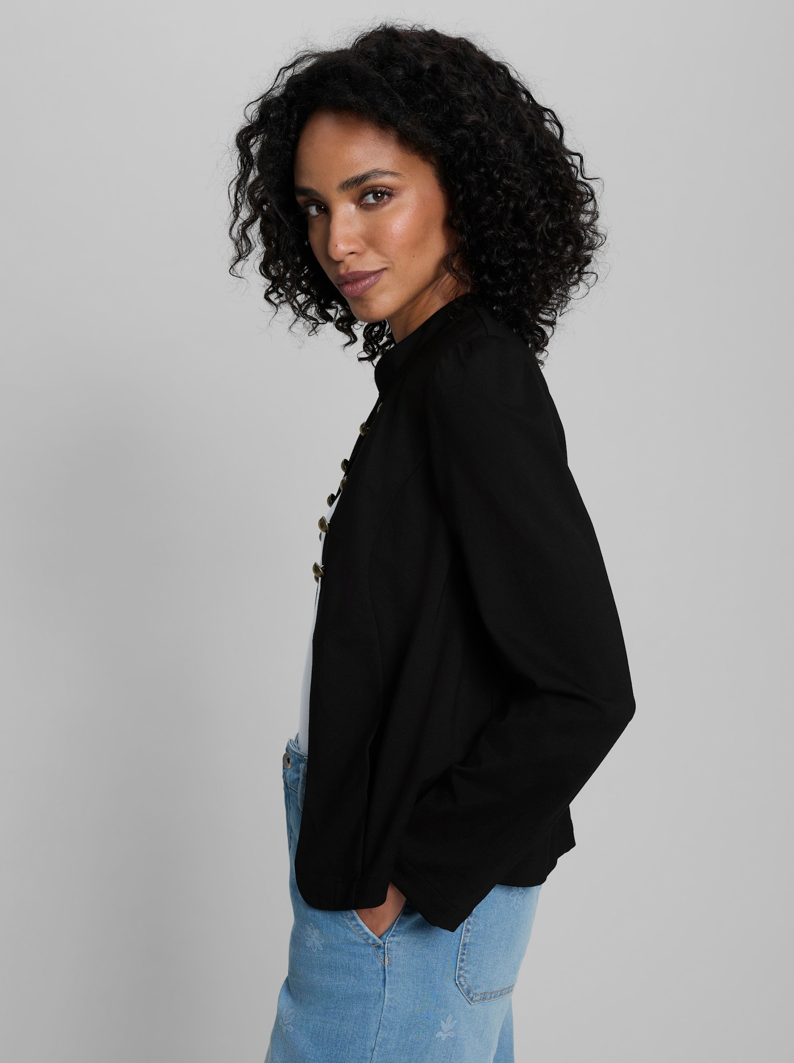 heine Jerseyblazer mit Puffärmeln - schwarz