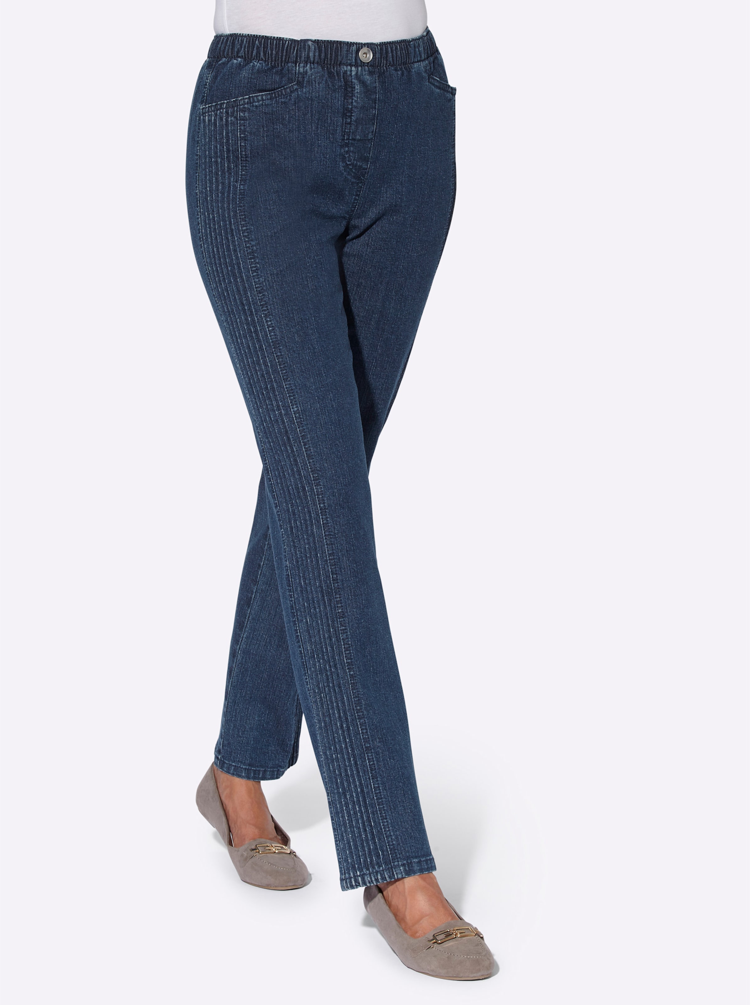 Witt Damen Jeans, darkblue-stone-washed