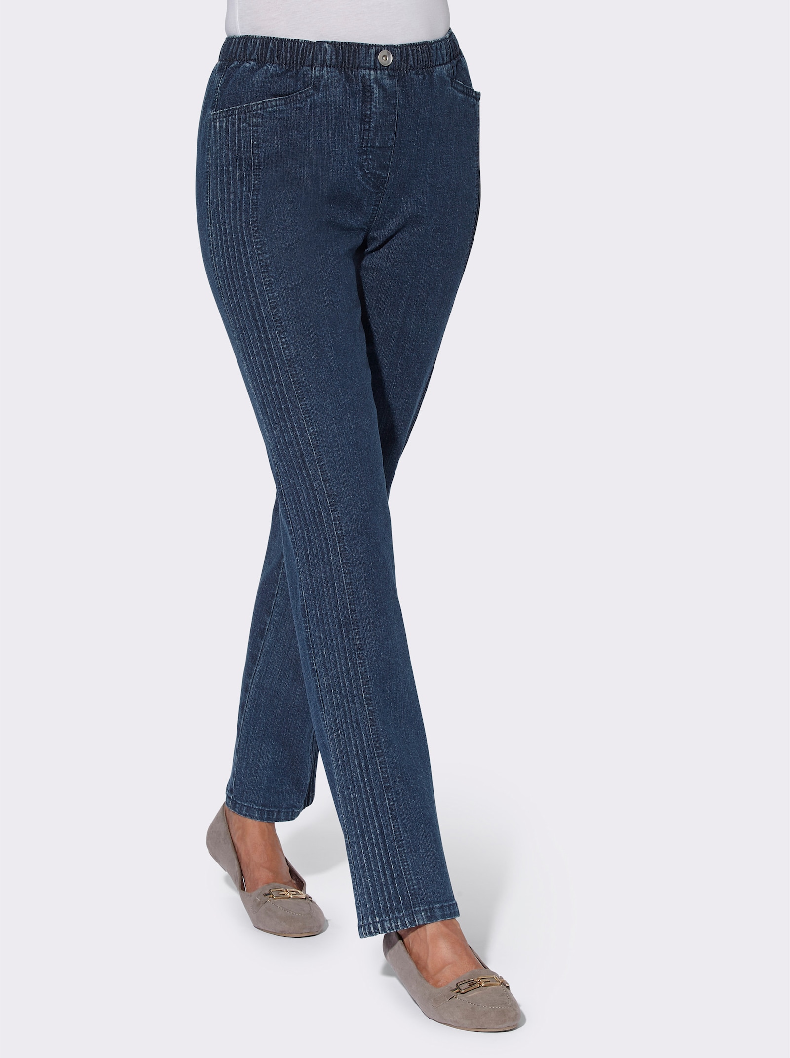 Jeans met tweede zijnaad - darkblue stone-washed