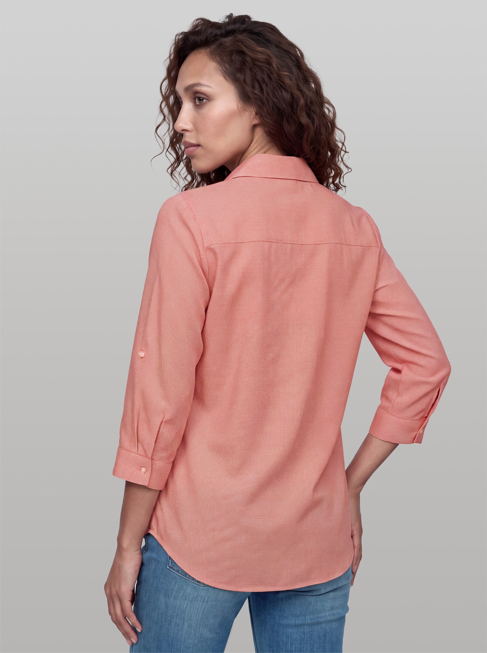 heine Karobluse mit Hemdkragen - grapefruit-champagner-kariert