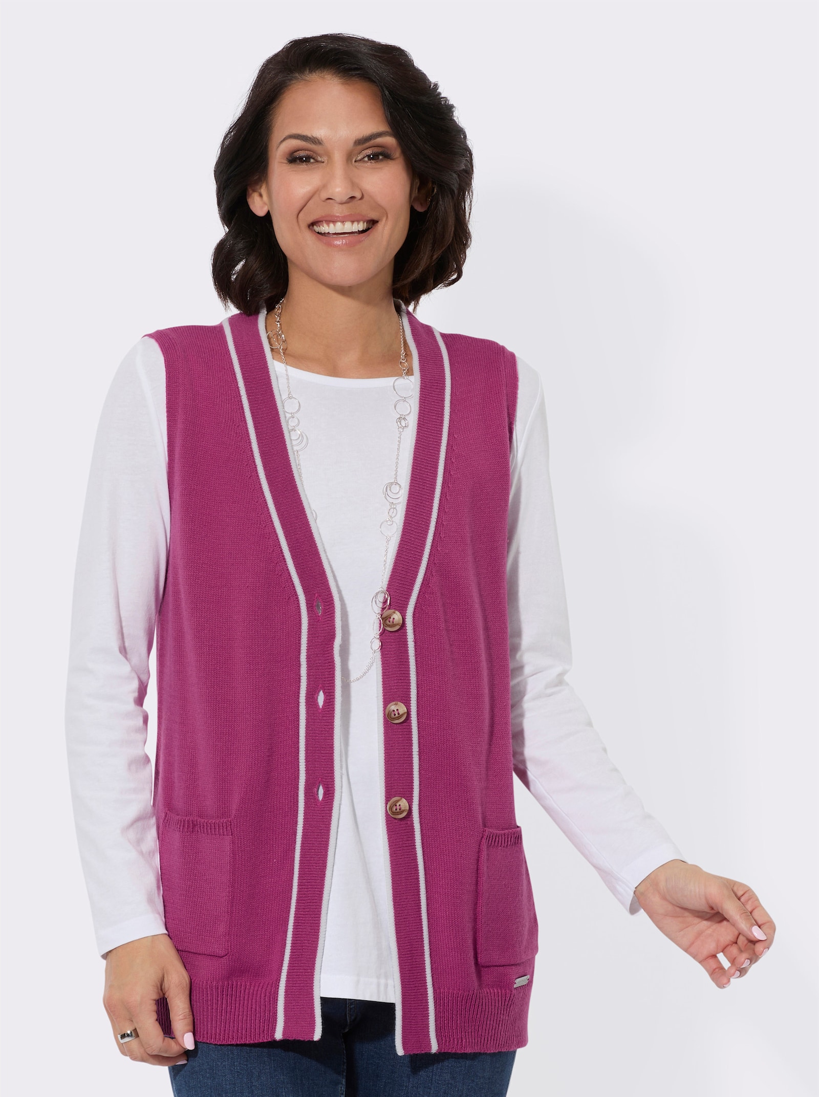 Strickweste mit Kontraststreifen - erika