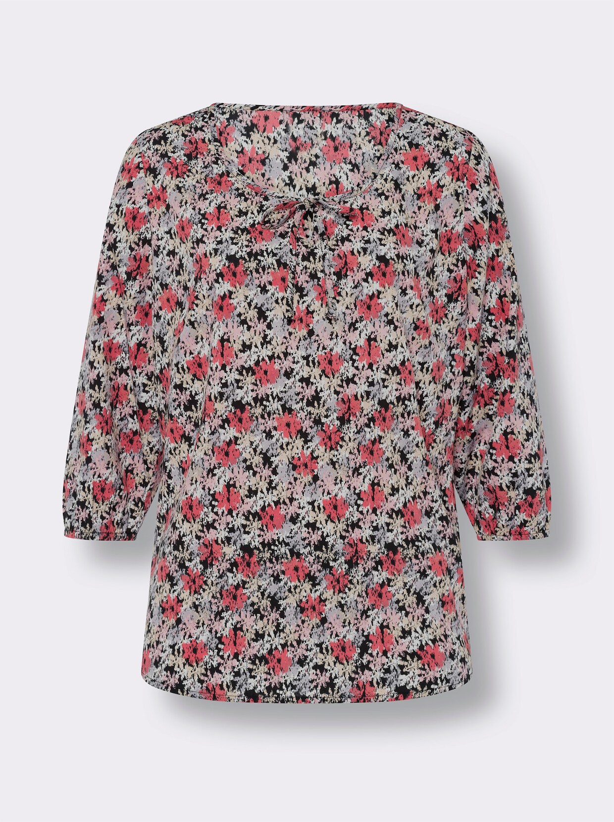 Comfortabele blouse - rozenkwarts/beige bedrukt