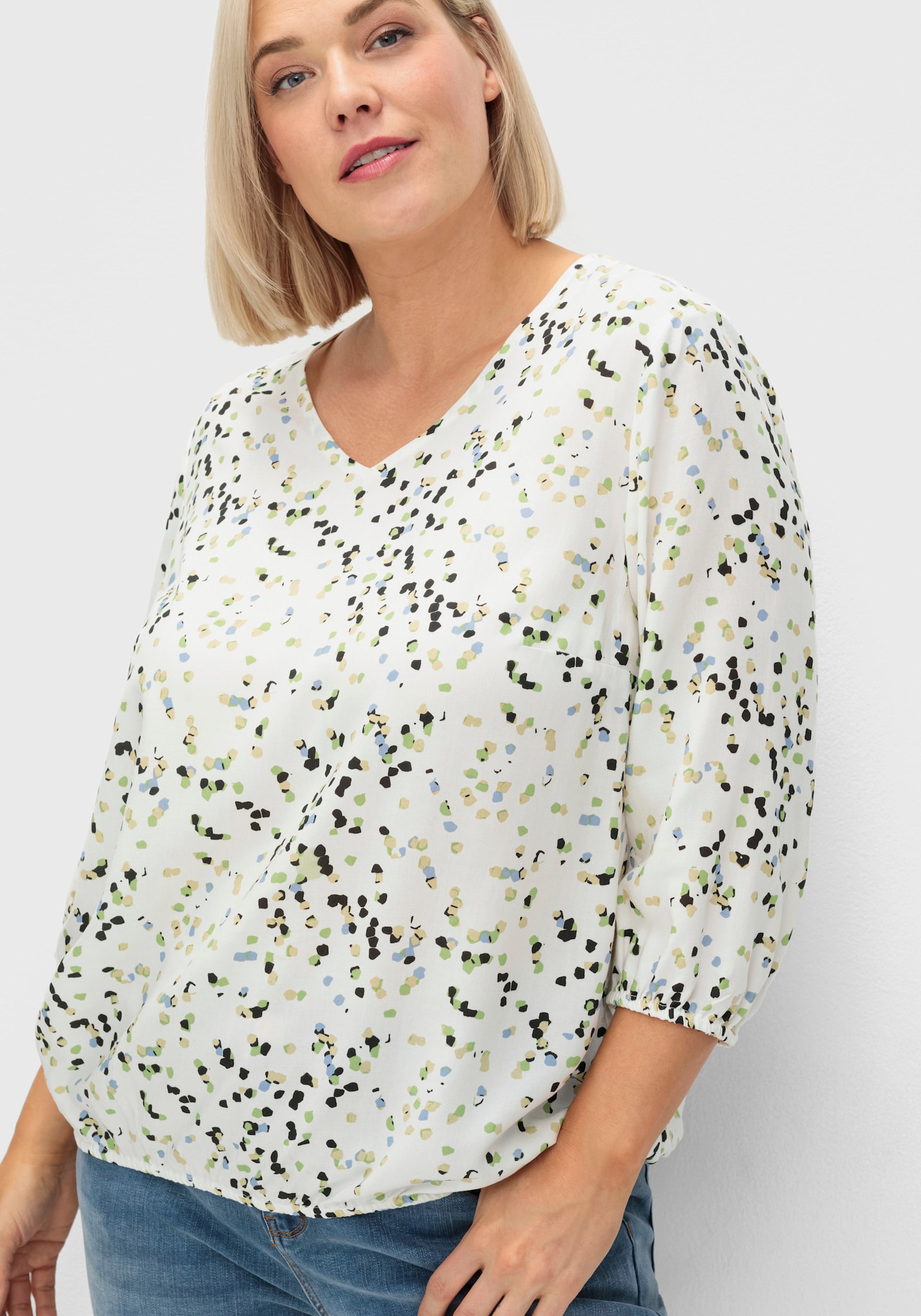 sheego Tunika mit Blumenprint - champagner-gemustert