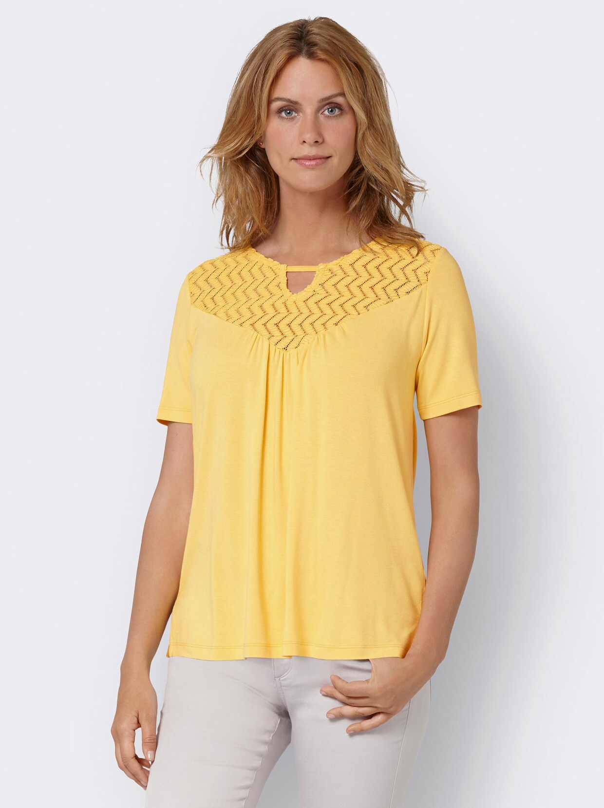 Spitzenshirt - gelb
