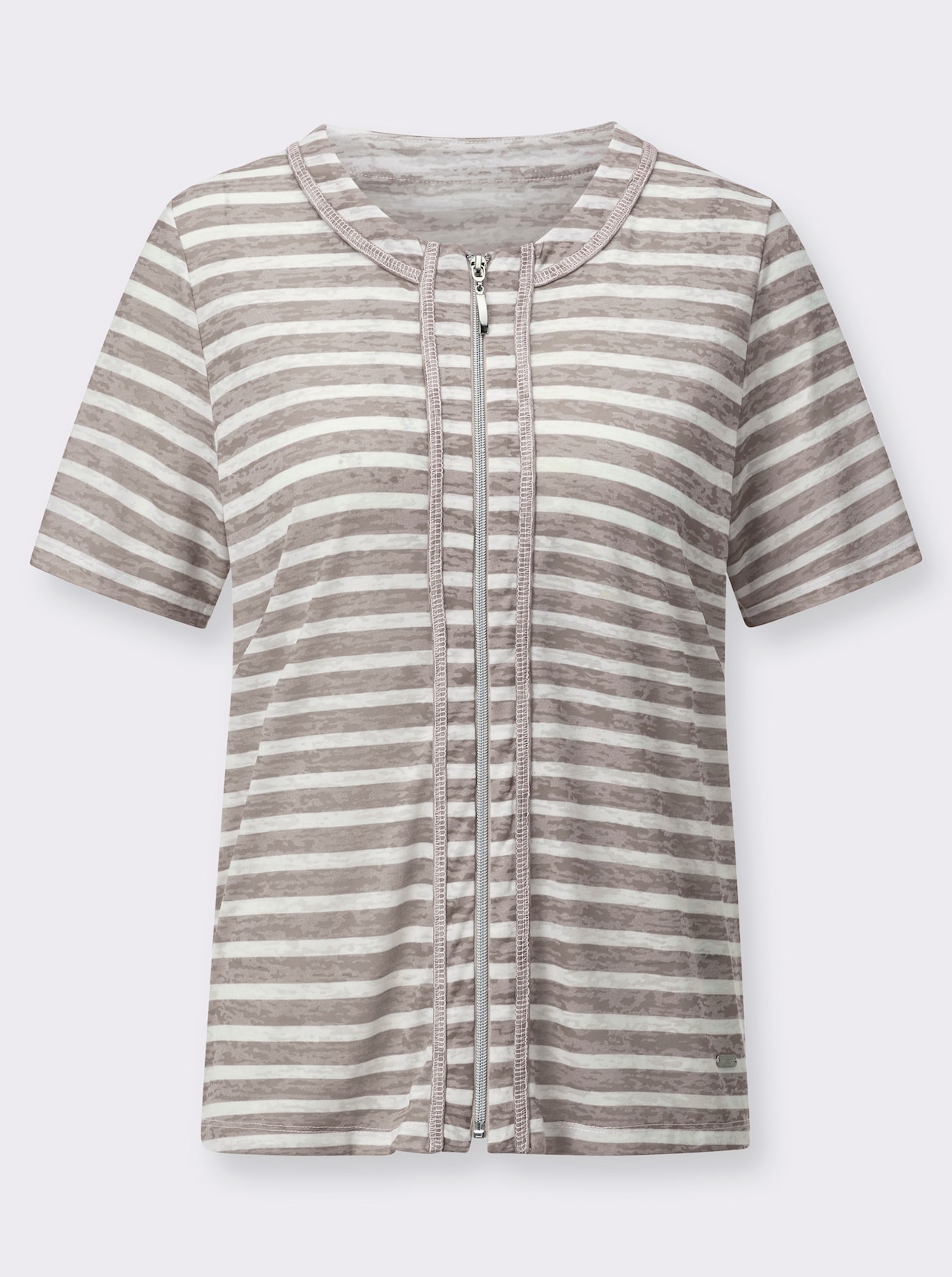 Shirtjasje - taupe/ecru gestreept