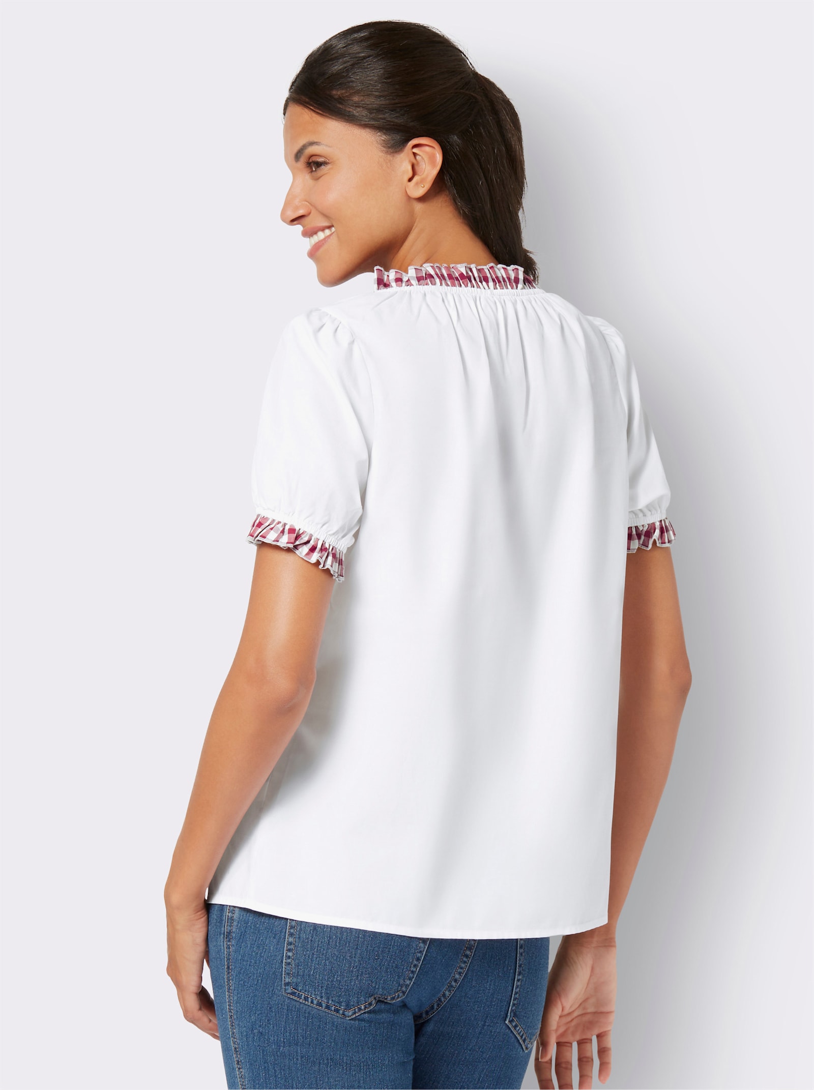 Folkloreblouse met ruches - wit