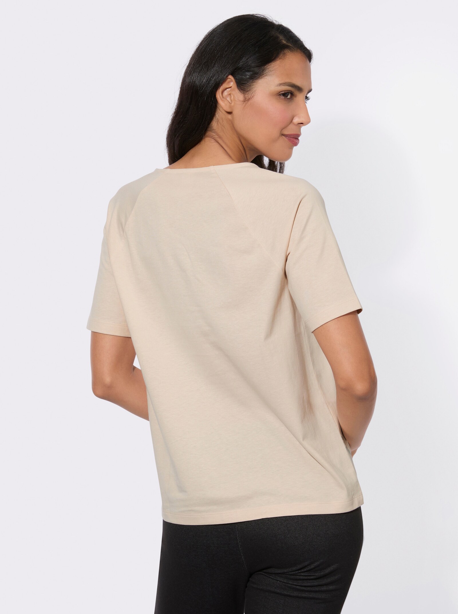 Kurzarmshirt mit Foliendruck - elfenbein