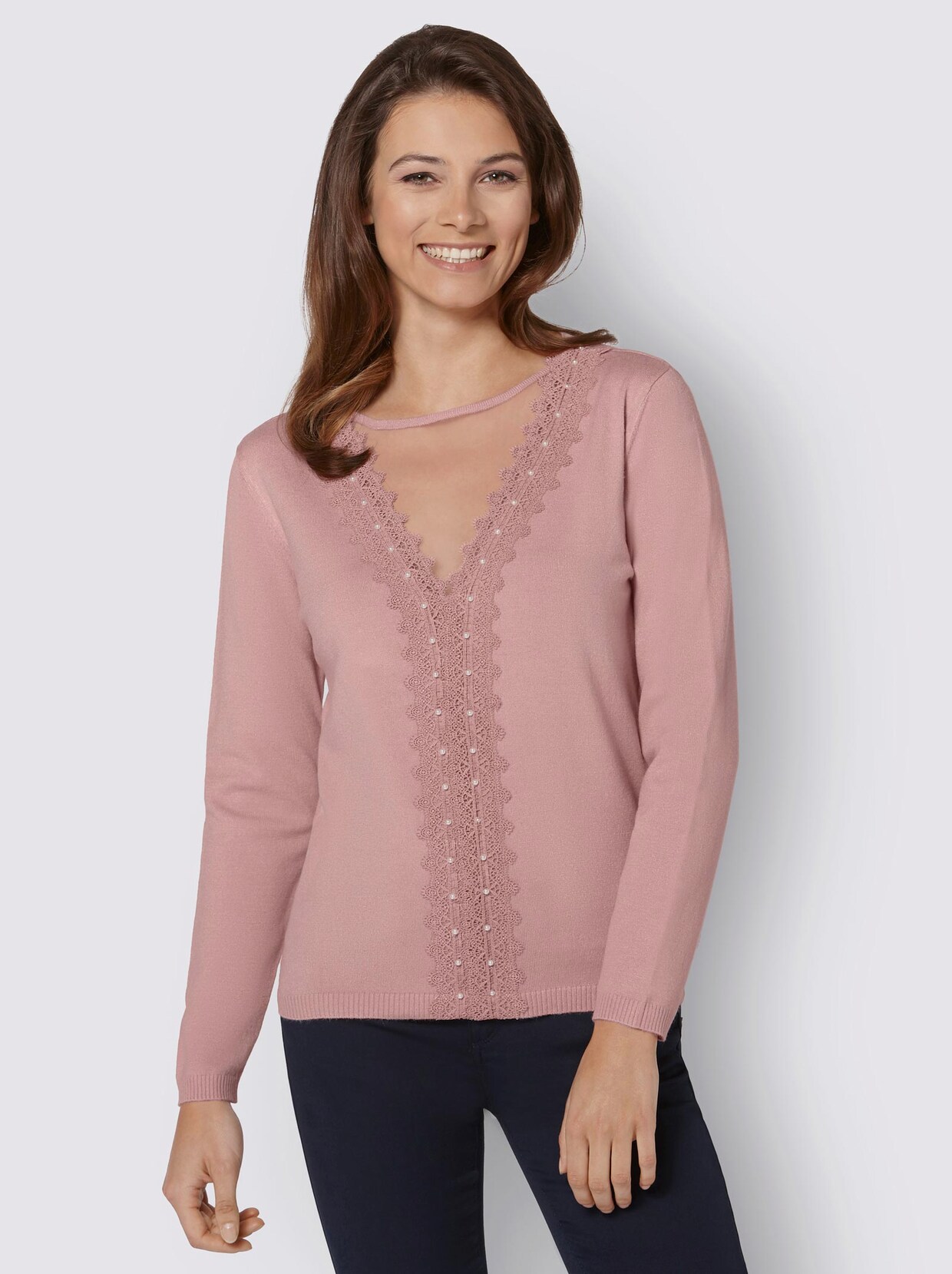 Pullover met lange mouwen - roze gemêleerd
