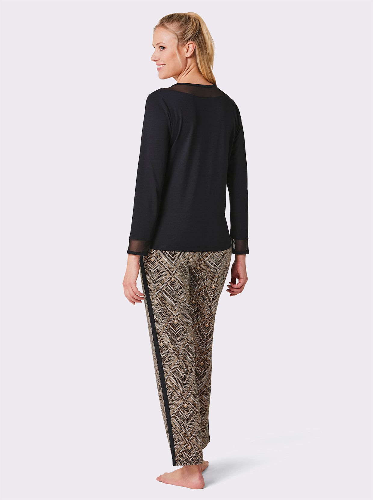 wäschepur Pyjama - noir-chamois imprimé