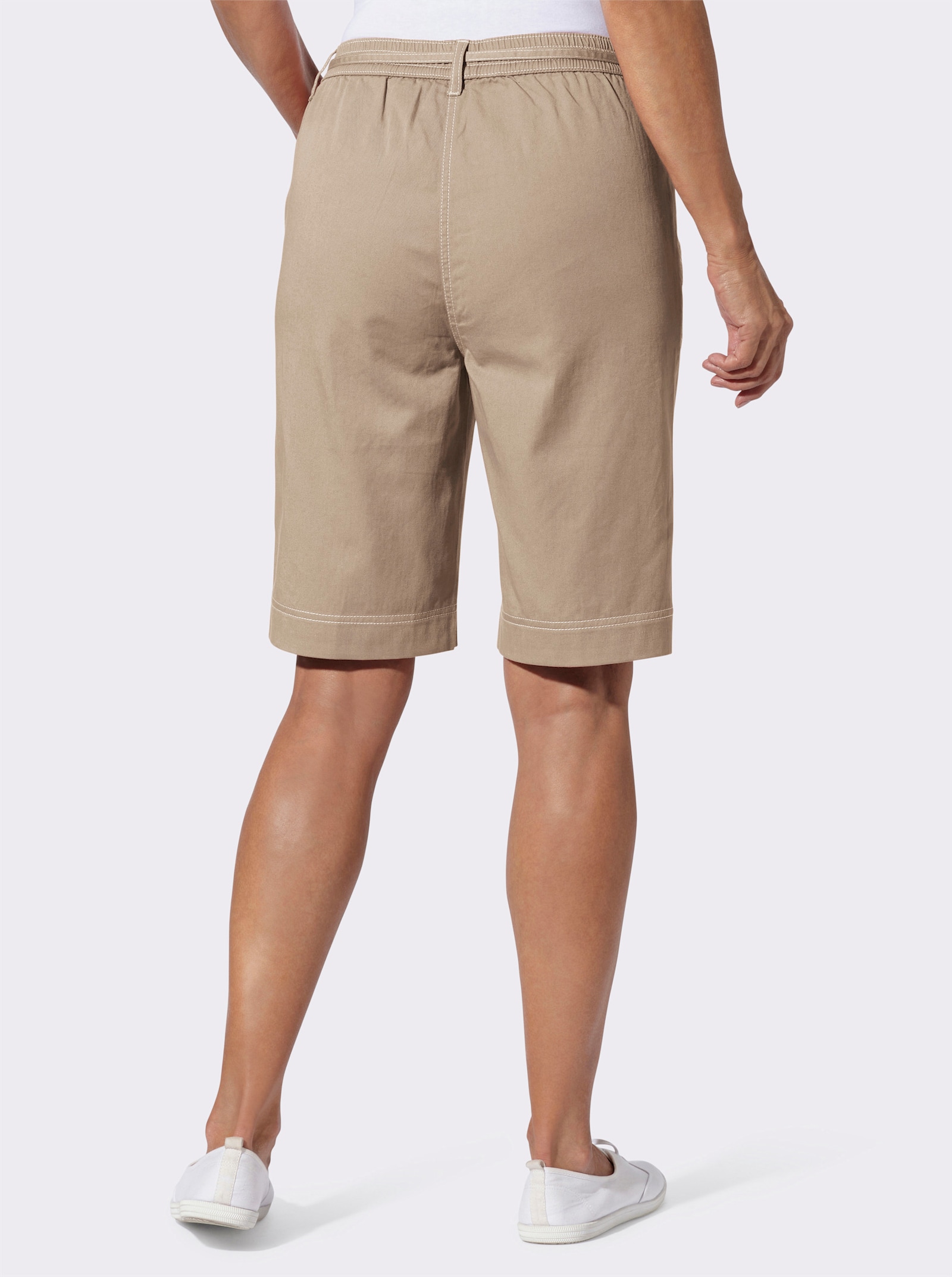 Šortky s páskem na zavázání - béžová