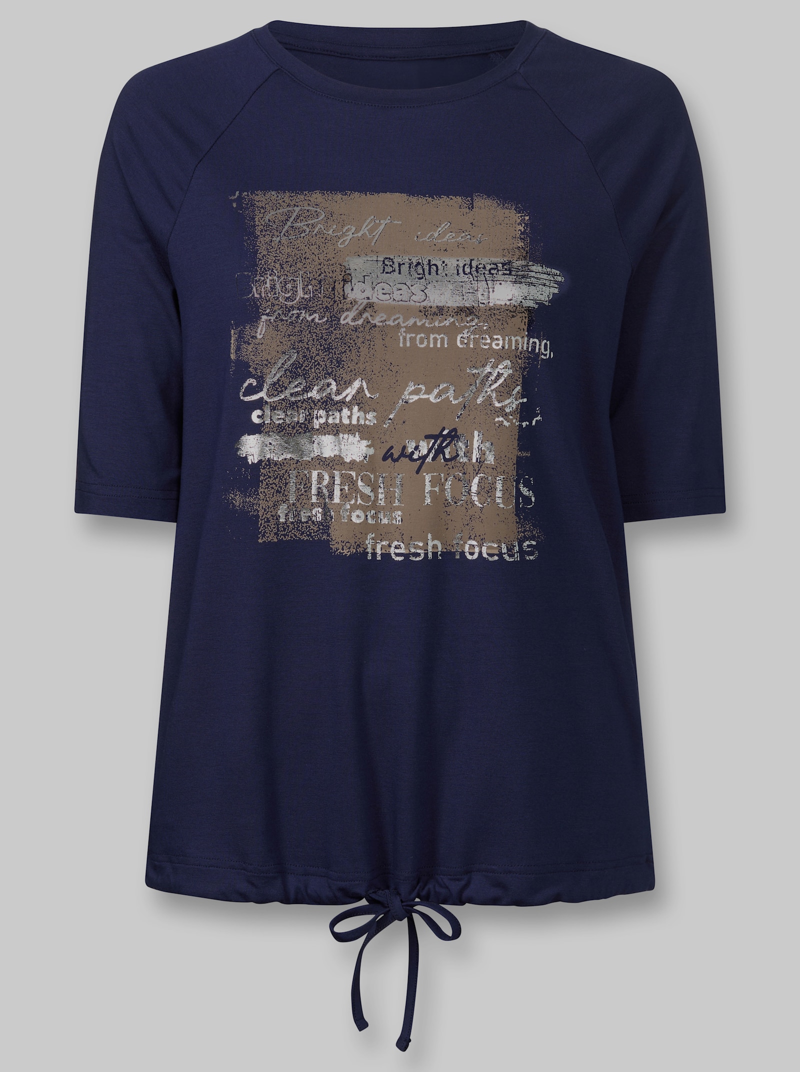 heine Kurzarmshirt mit Tunnelzug und Bindeband - marine