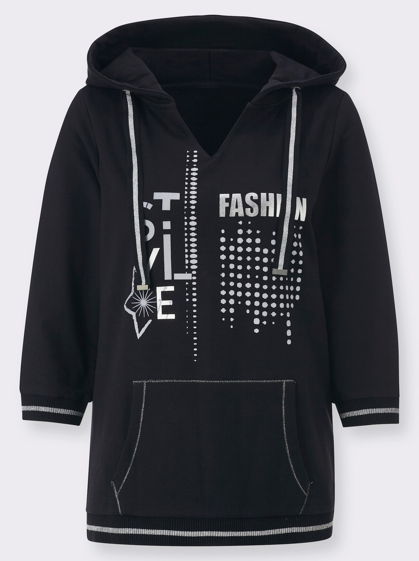 Sweatshirt mit Glanz-Akzenten - schwarz