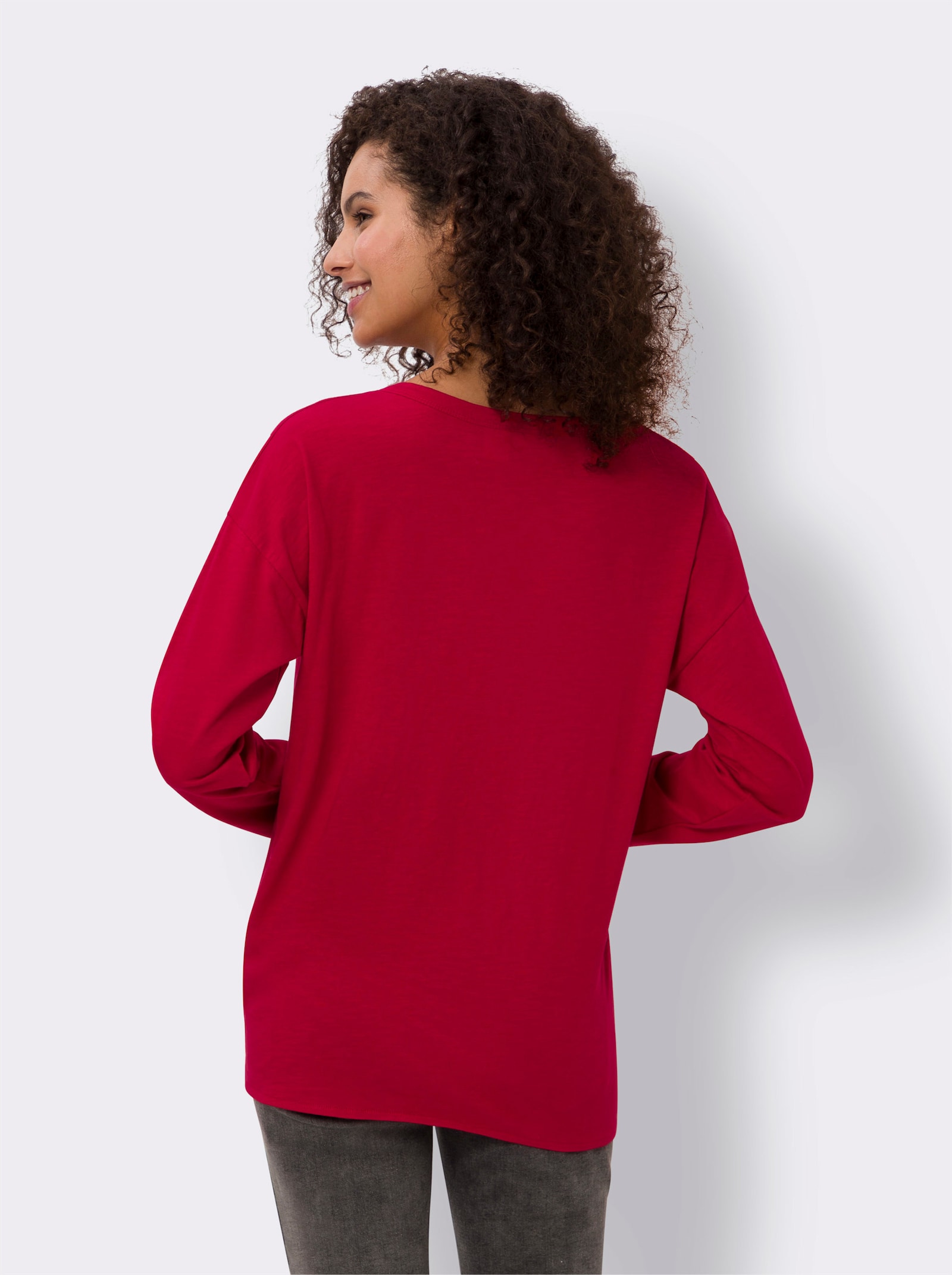 heine Langarmshirt mit Saum zum Knoten - rot