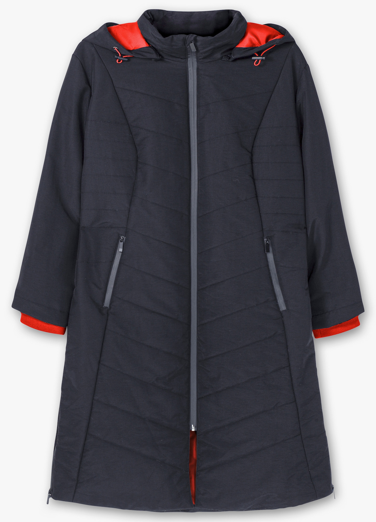 sheego Manteau matelassé avec glissières latérales - bleu nuit