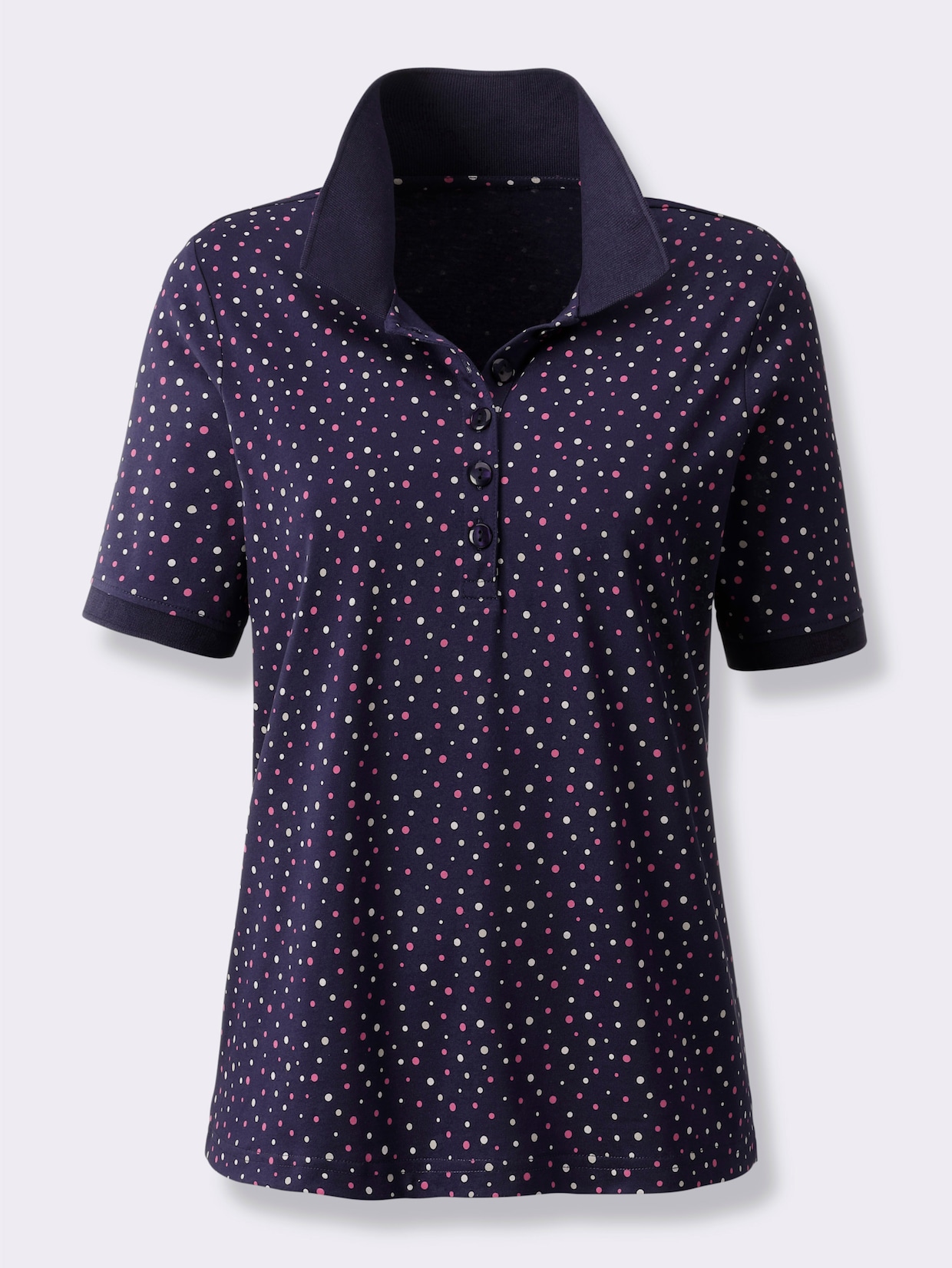 Poloshirt - marine-fuchsia-getupft